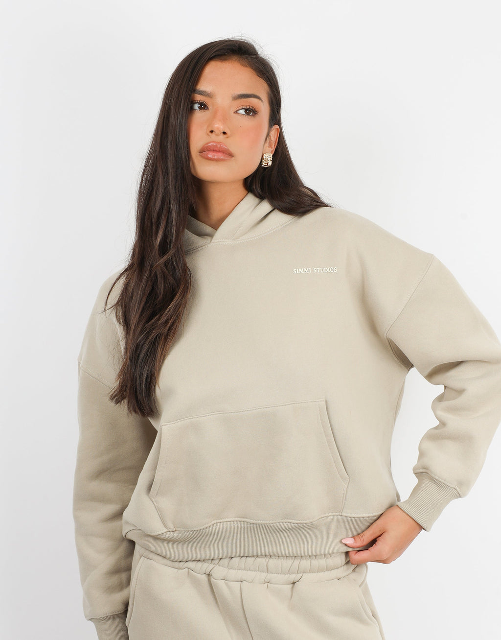 Maeve Simmi Studios Essentials Hoodie in Cashew