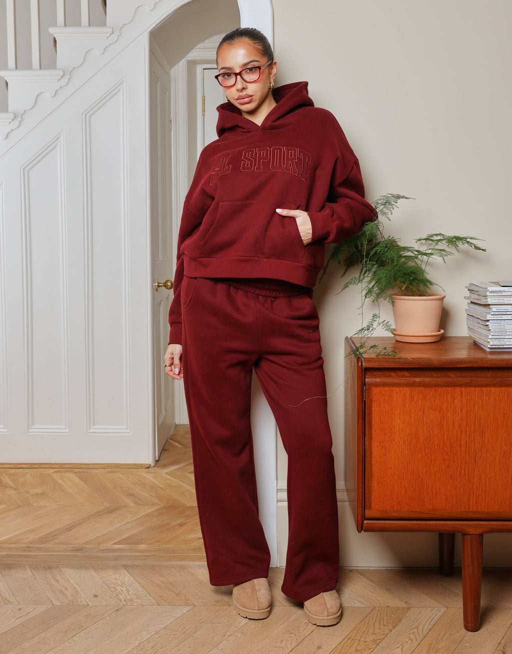 Myla Simmi Studios SL Sport Flared Joggers in Burgundy
