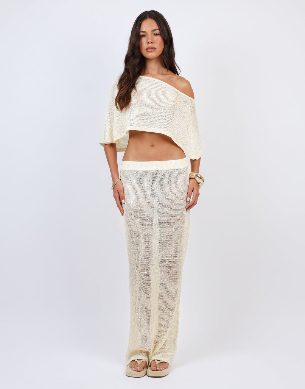Toulon Sequin Drape Beach Top In Yellow