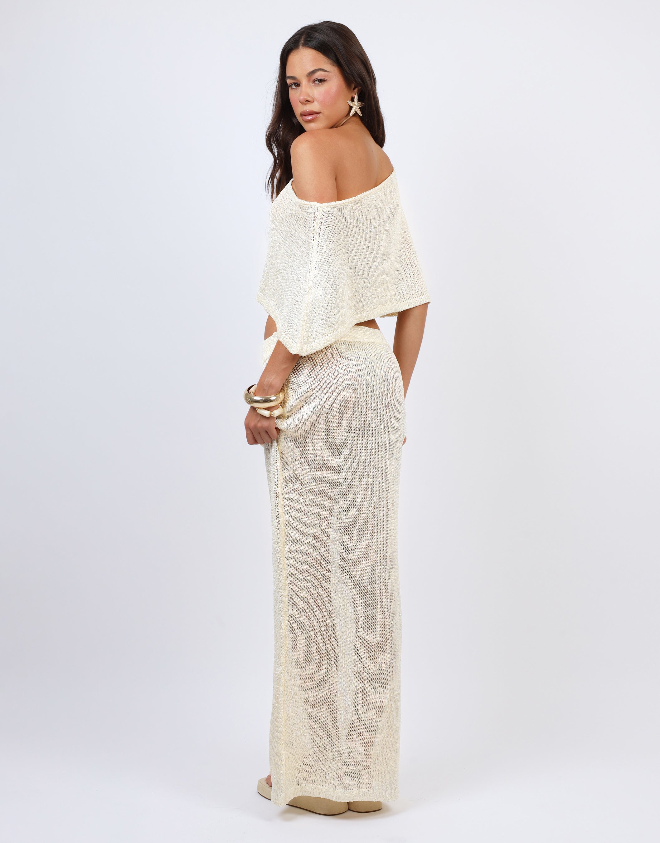 Toulon Sequin Drape Beach Top In Yellow