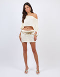 Heidi Sequin Mini Beach Skirt In Yellow
