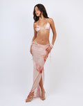 Hawaii Floral Print Mesh Maxi Skirt