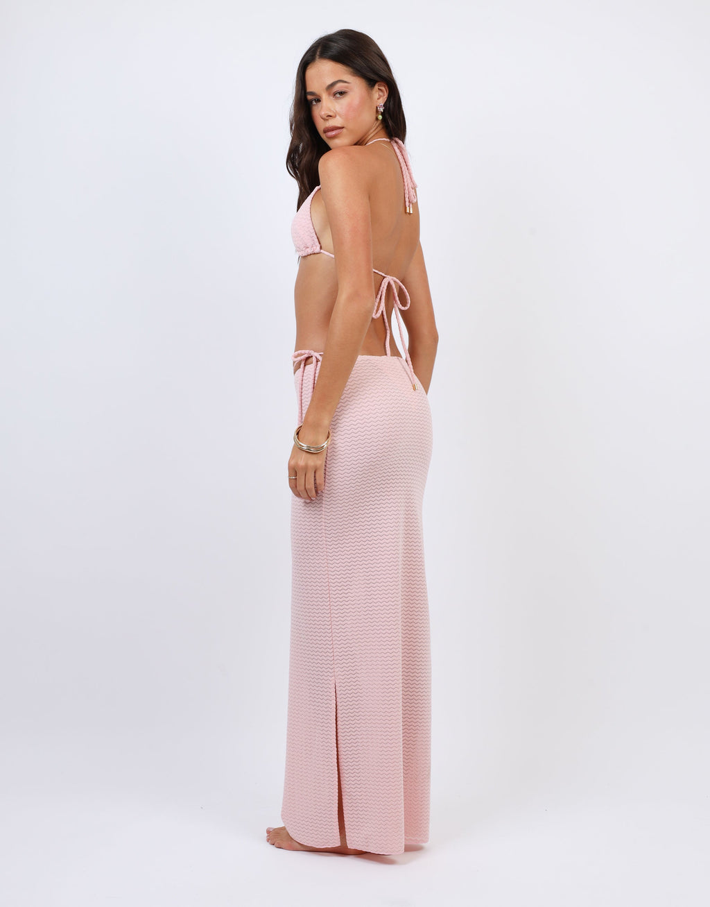 Kylie Chevron Beach Maxi Skirt in Pink