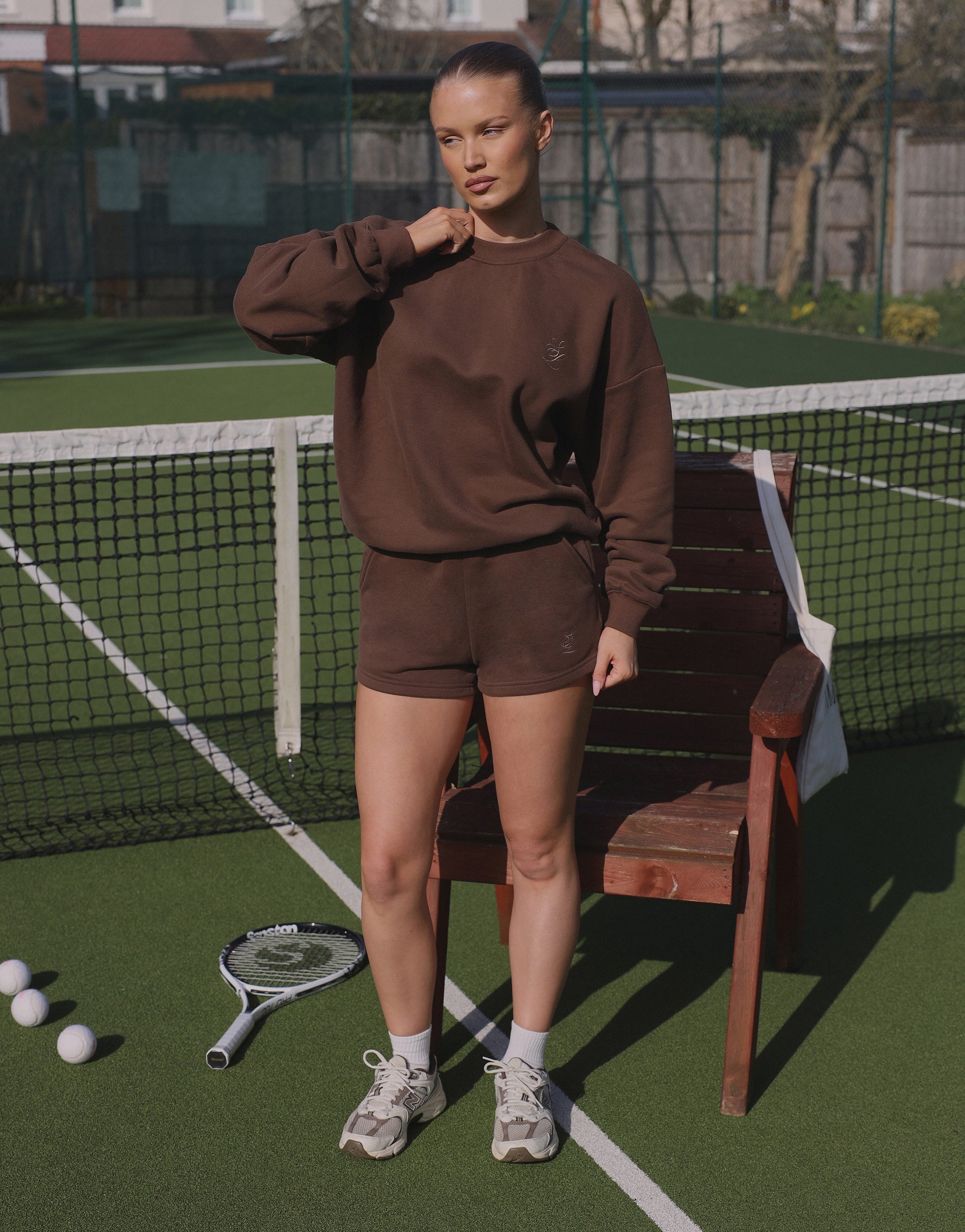 Riva Simmi Studios Embroidered Logo Shorts In Brown