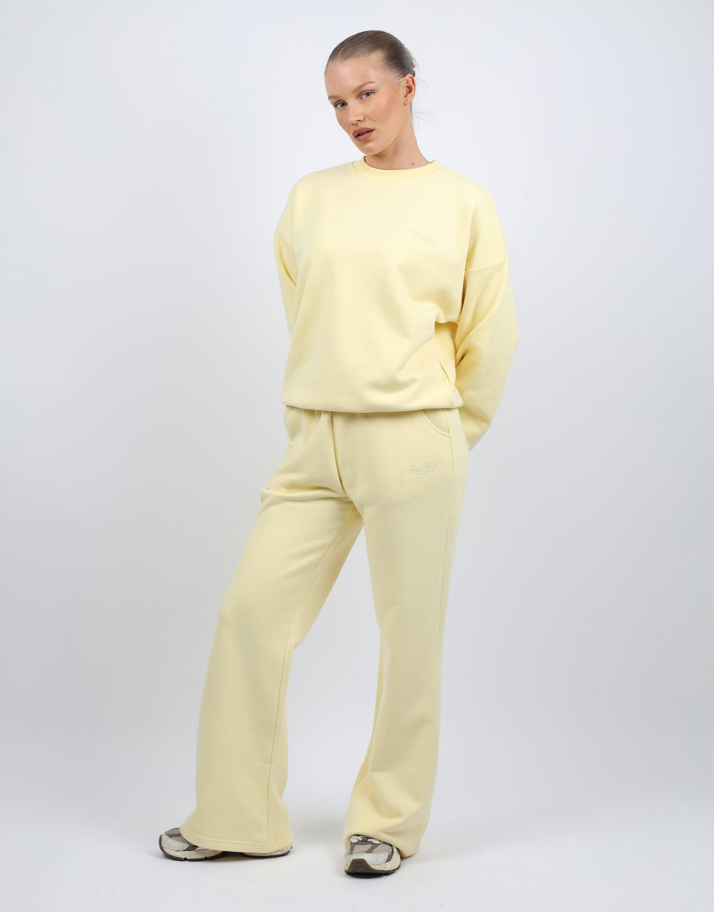 Sola Simmi Studios Embroidered Logo Joggers In Yellow
