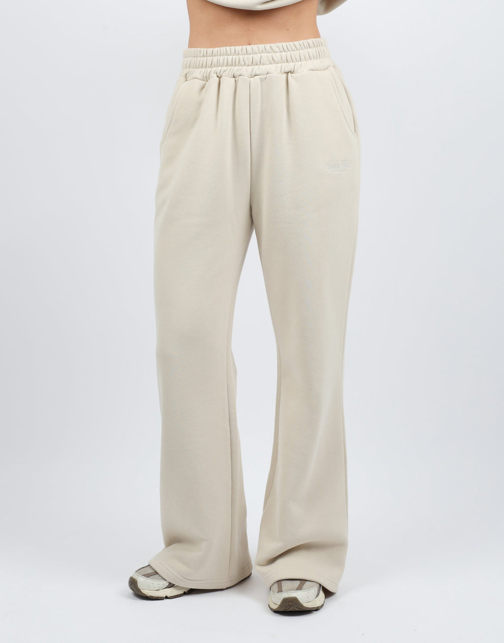 Sola Simmi Studios Embroidered Logo Joggers In Beige