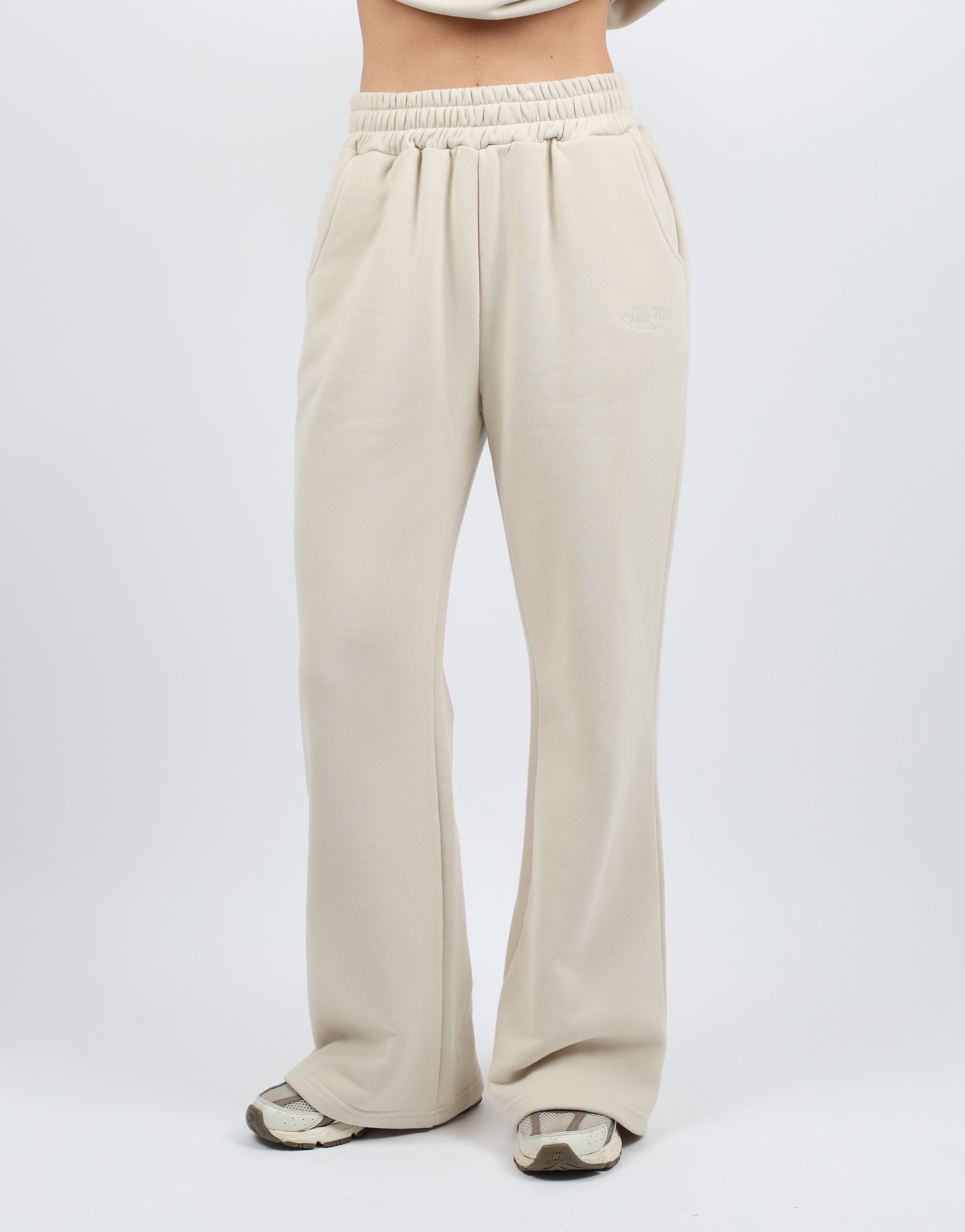 Sola Simmi Studios Embroidered Logo Joggers In Beige
