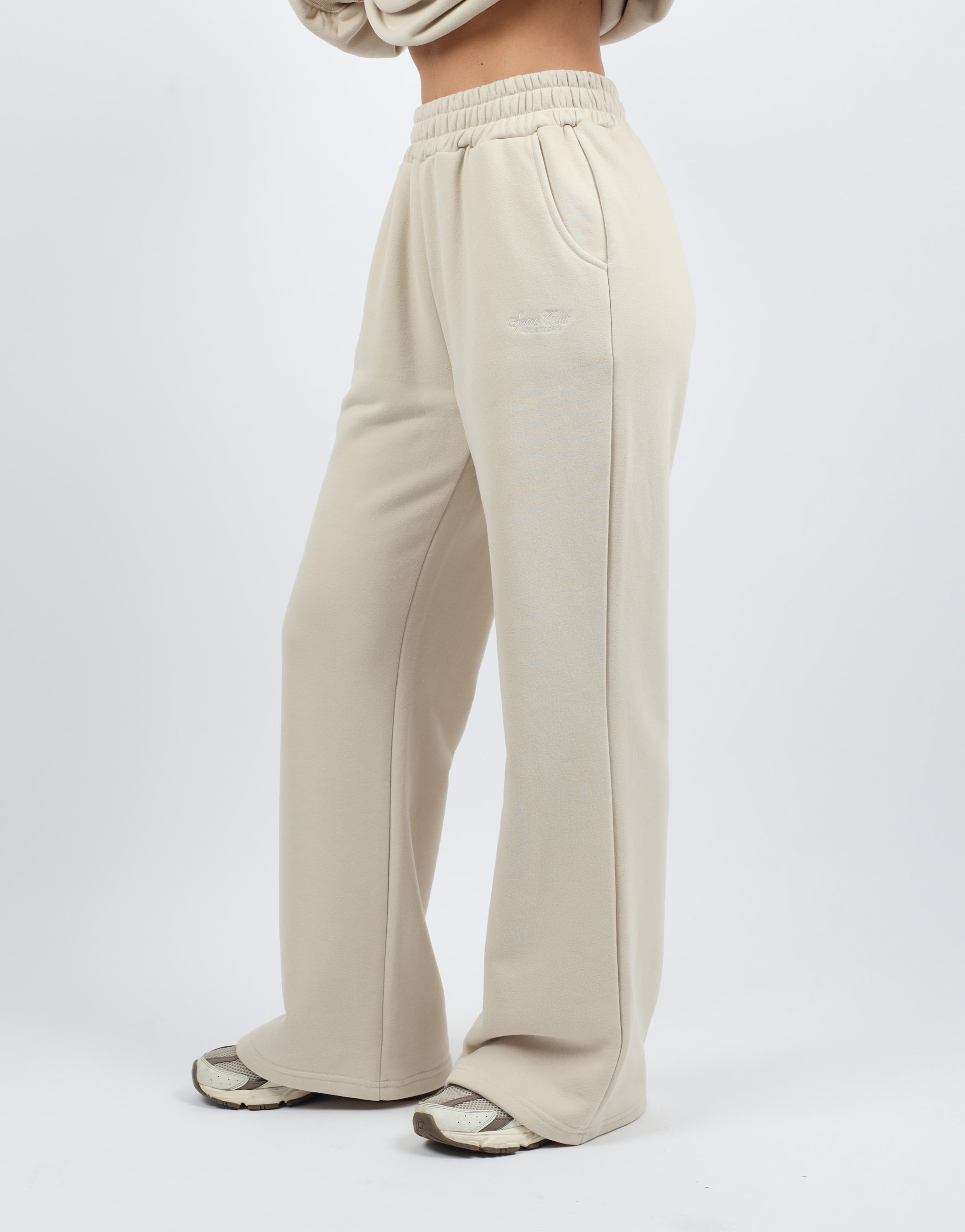 Sola Simmi Studios Embroidered Logo Joggers In Beige