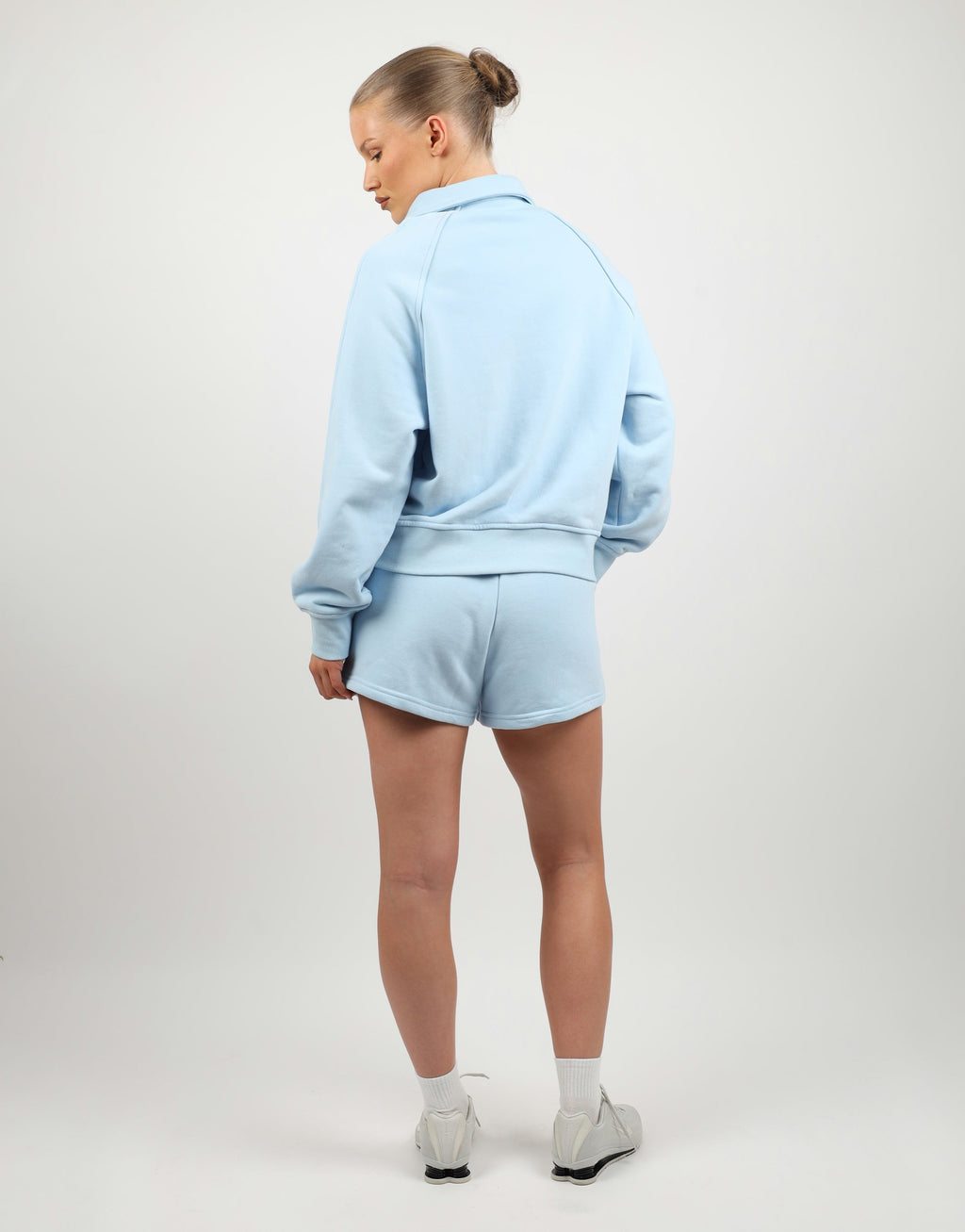 Monaco Simmi Studios Embroidered Logo Polo Sweatshirt In Baby Blue