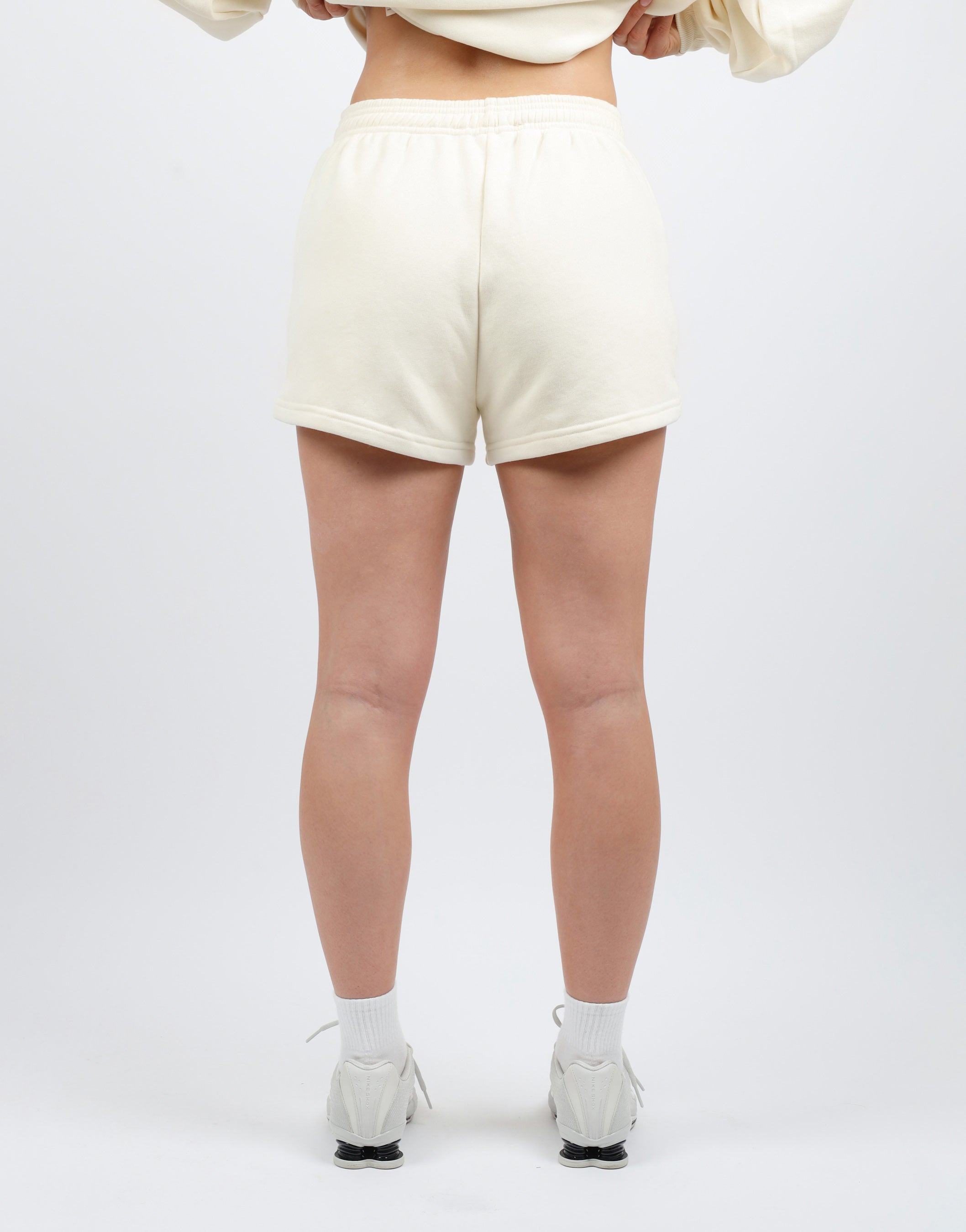 Riva Simmi Studios Embroidered Logo Shorts In Cream