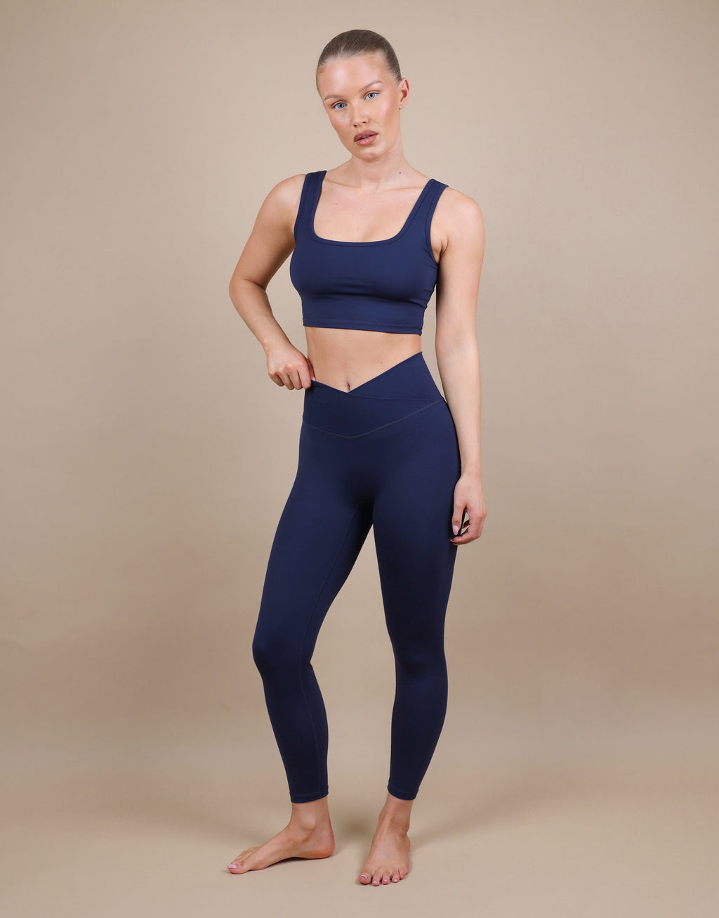 Teagan Square Neck Cropped Tank Top In Navy