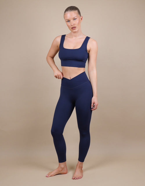 Teagan Square Neck Cropped Tank Top In Navy