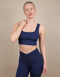 Teagan Square Neck Cropped Tank Top In Navy