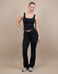Cleo Ruched Front Flared Leggings In Black