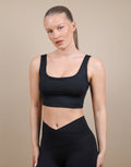 Teagan Square Neck Cropped Tank Top In Black