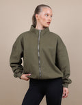 Bronte Simmi Studios Zip Through Funnel Neck Sweatshirt In Olive