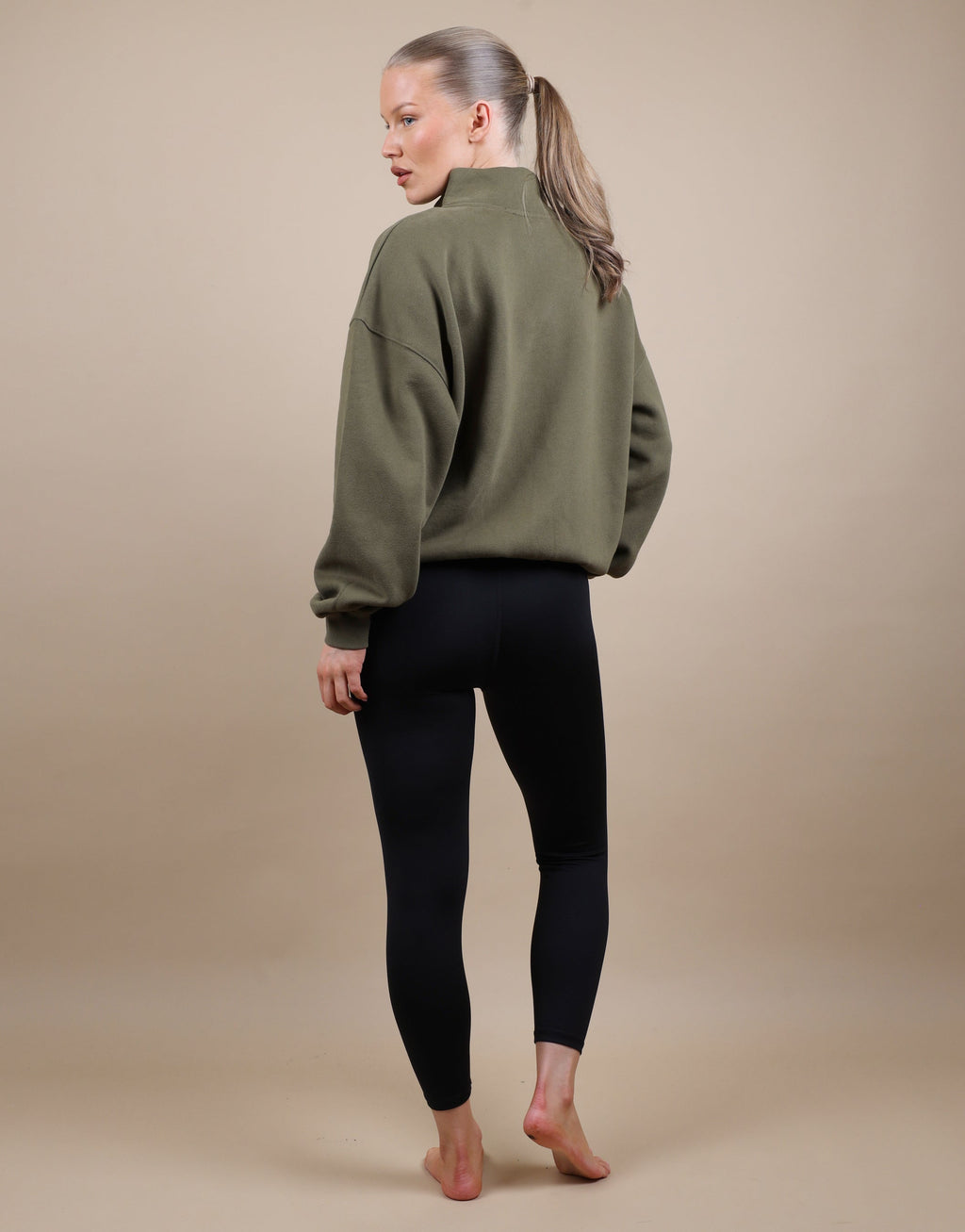 Bronte Simmi Studios Zip Through Funnel Neck Sweatshirt In Olive