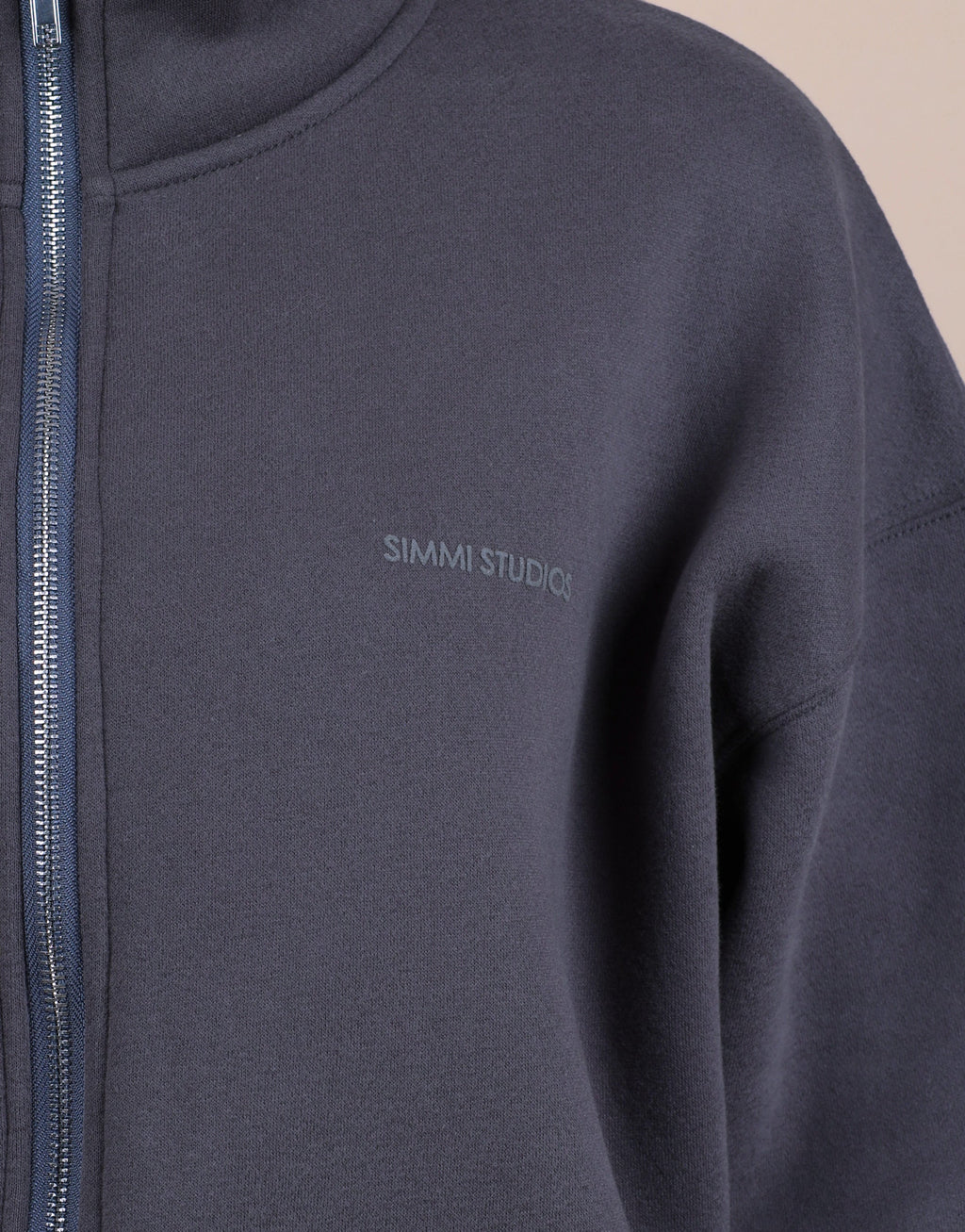 Bronte Simmi Studios Zip Through Funnel Neck Sweatshirt In Slate