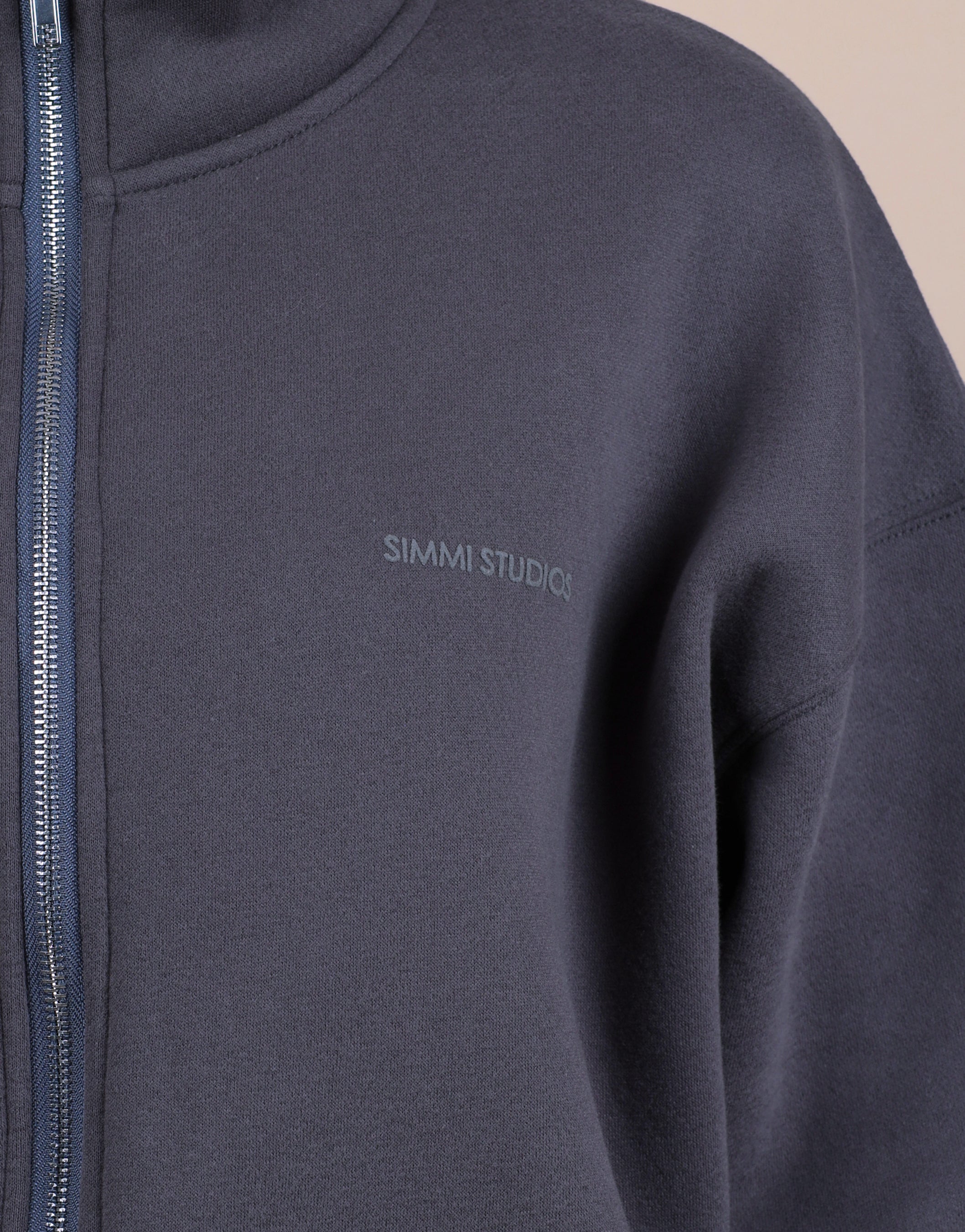 Bronte Simmi Studios Zip Through Funnel Neck Sweatshirt In Slate