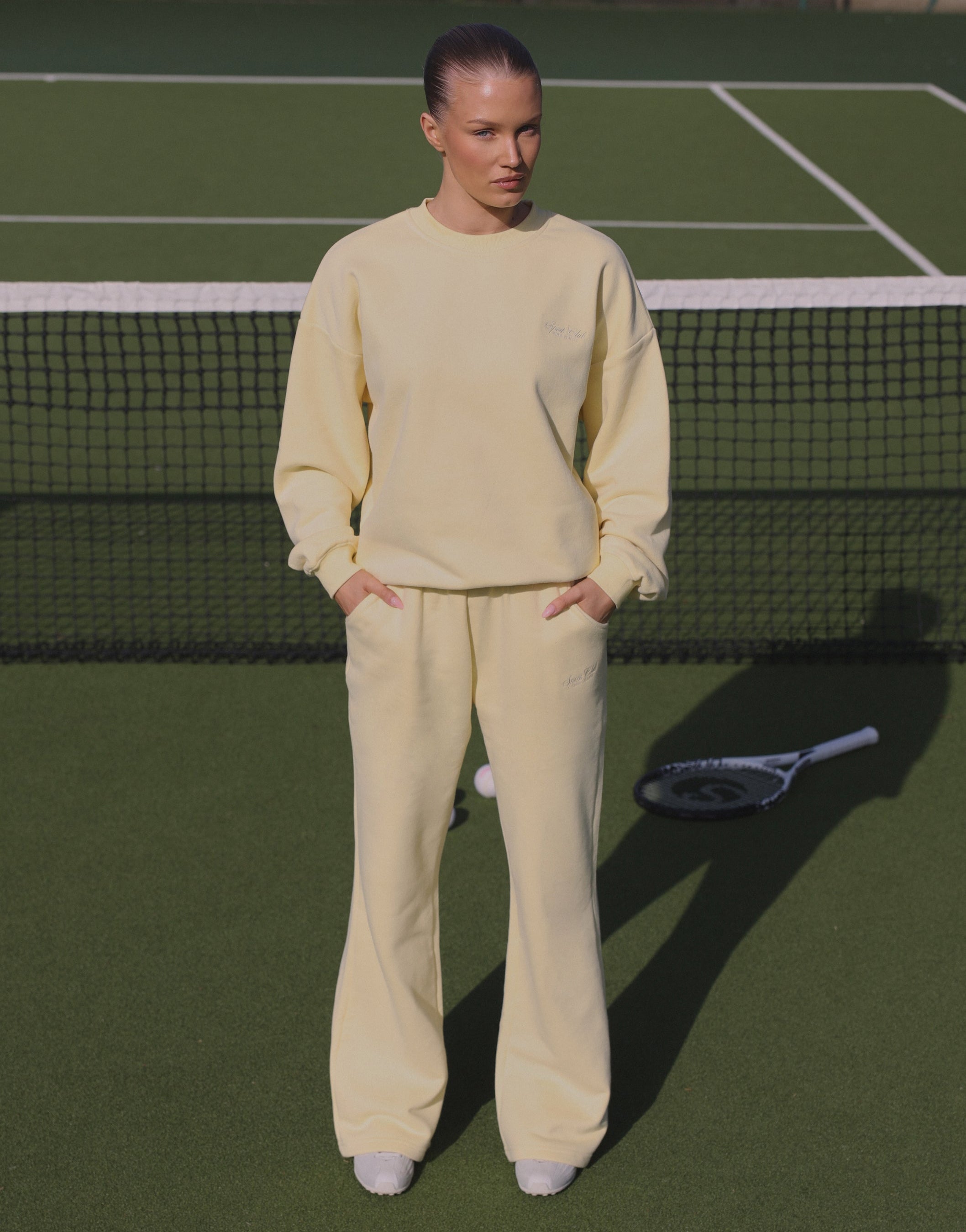 Rue Simmi Studios Embroidered Logo Sweatshirt In Yellow