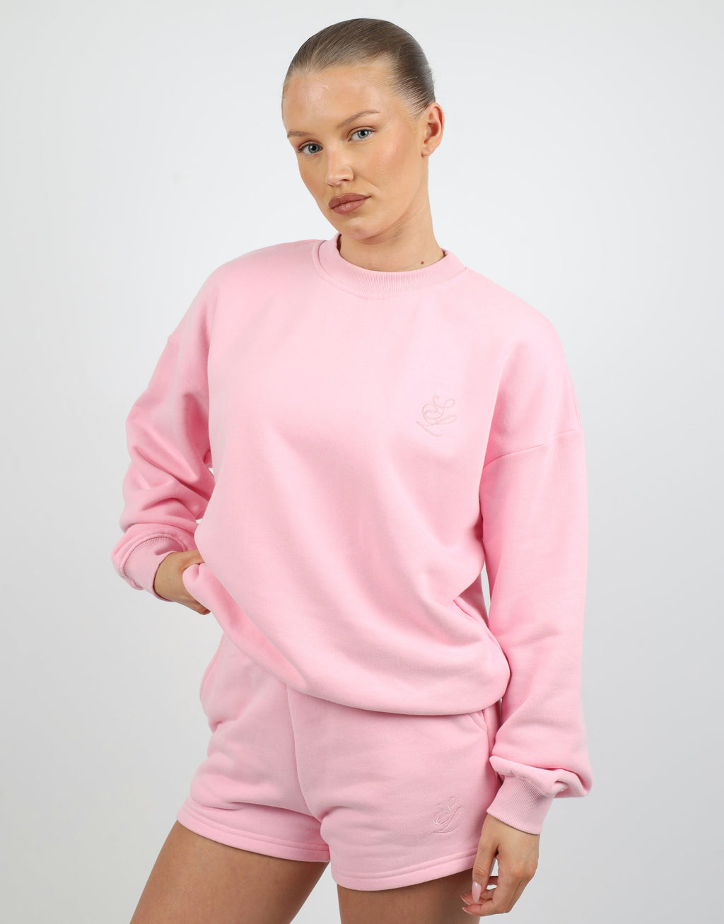 Cove Simmi Studios Embroidered Logo Sweatshirt In Pink