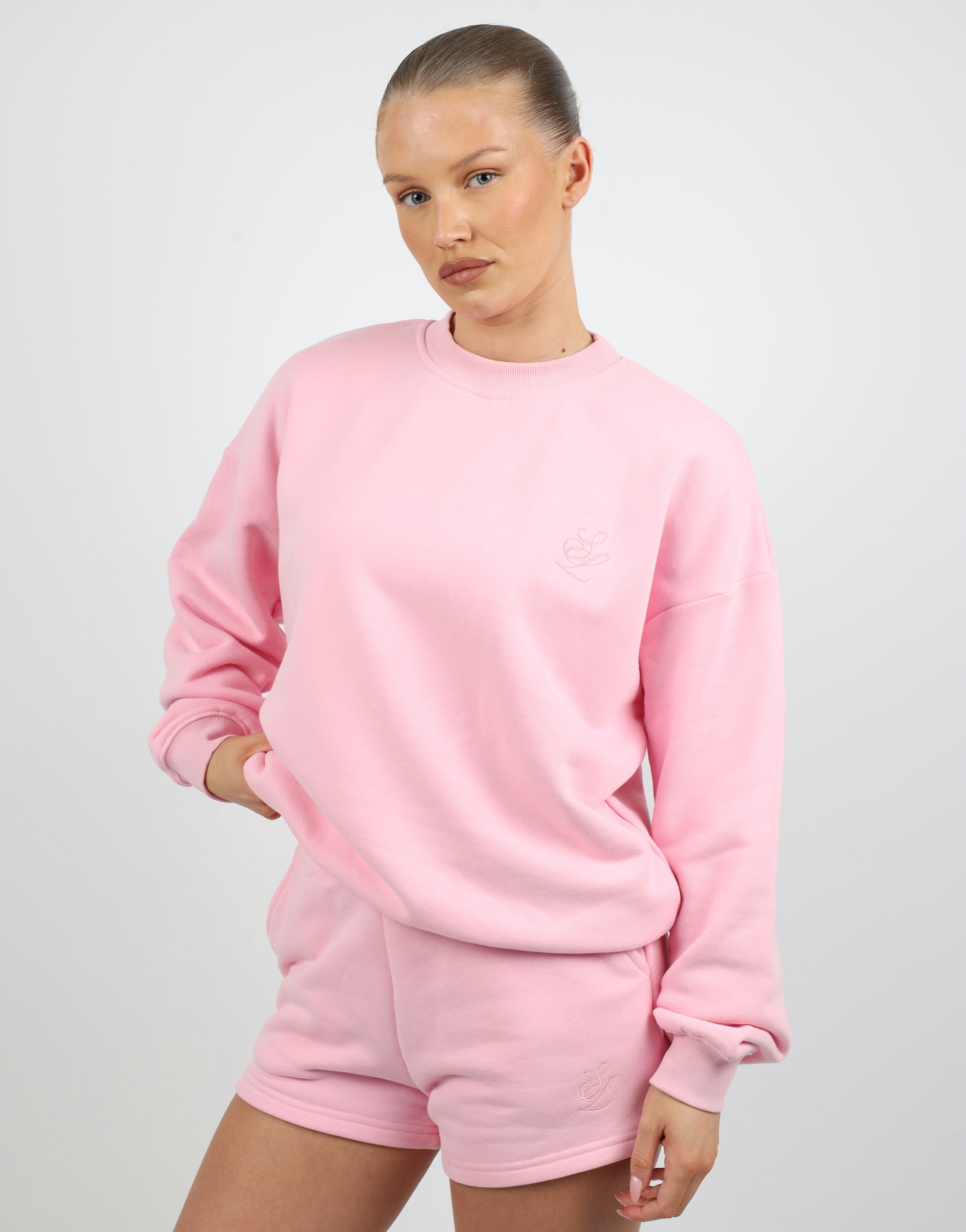 Cove Simmi Studios Embroidered Logo Sweatshirt In Pink