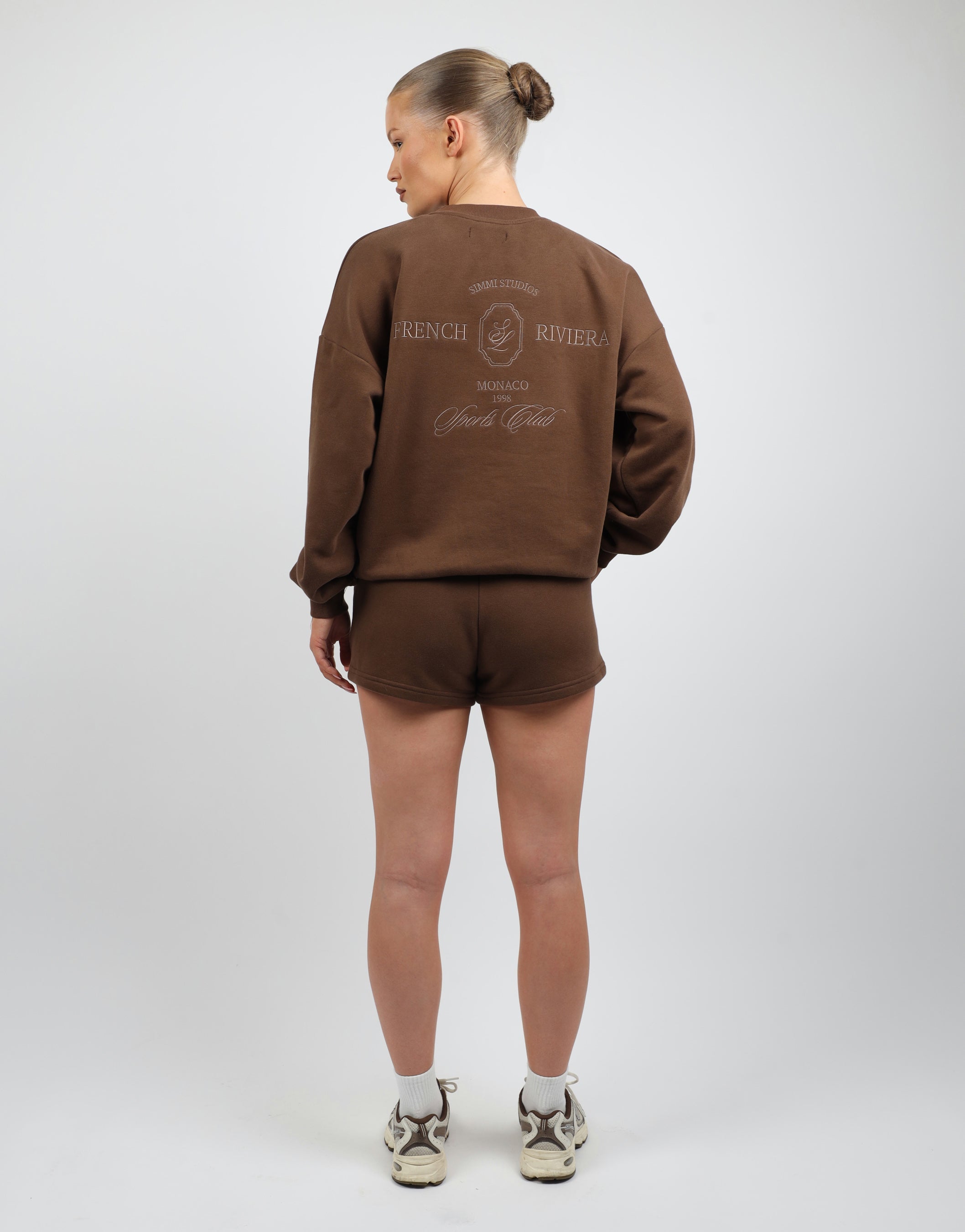 Cove Simmi Studios Embroidered Logo Sweatshirt In Brown
