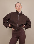 Bronte Simmi Studios Zip Through Funnel Neck Sweatshirt In Brown