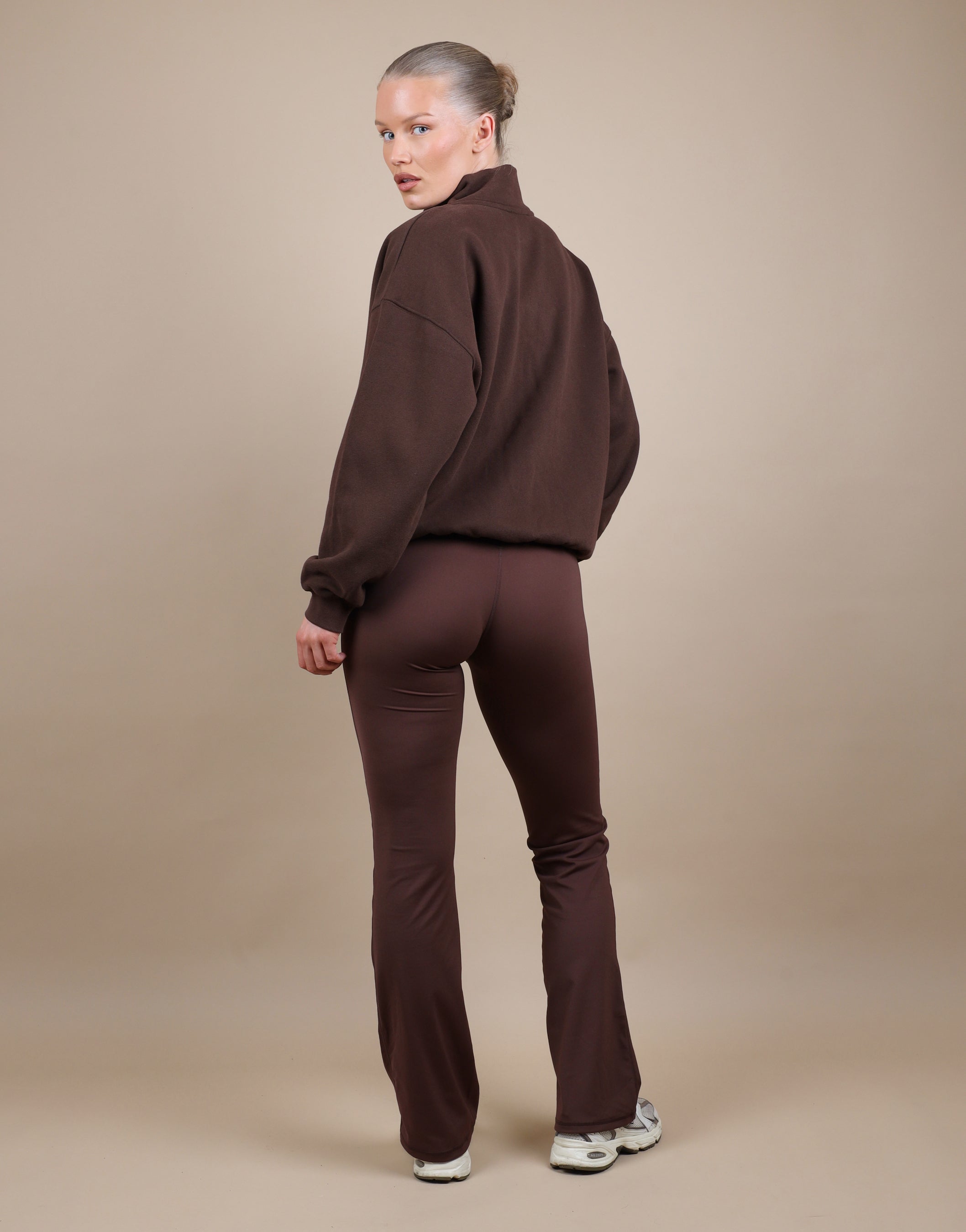 Bronte Simmi Studios Zip Through Funnel Neck Sweatshirt In Brown