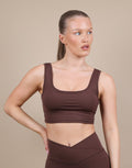 Teagan Square Neck Cropped Tank Top In Brown