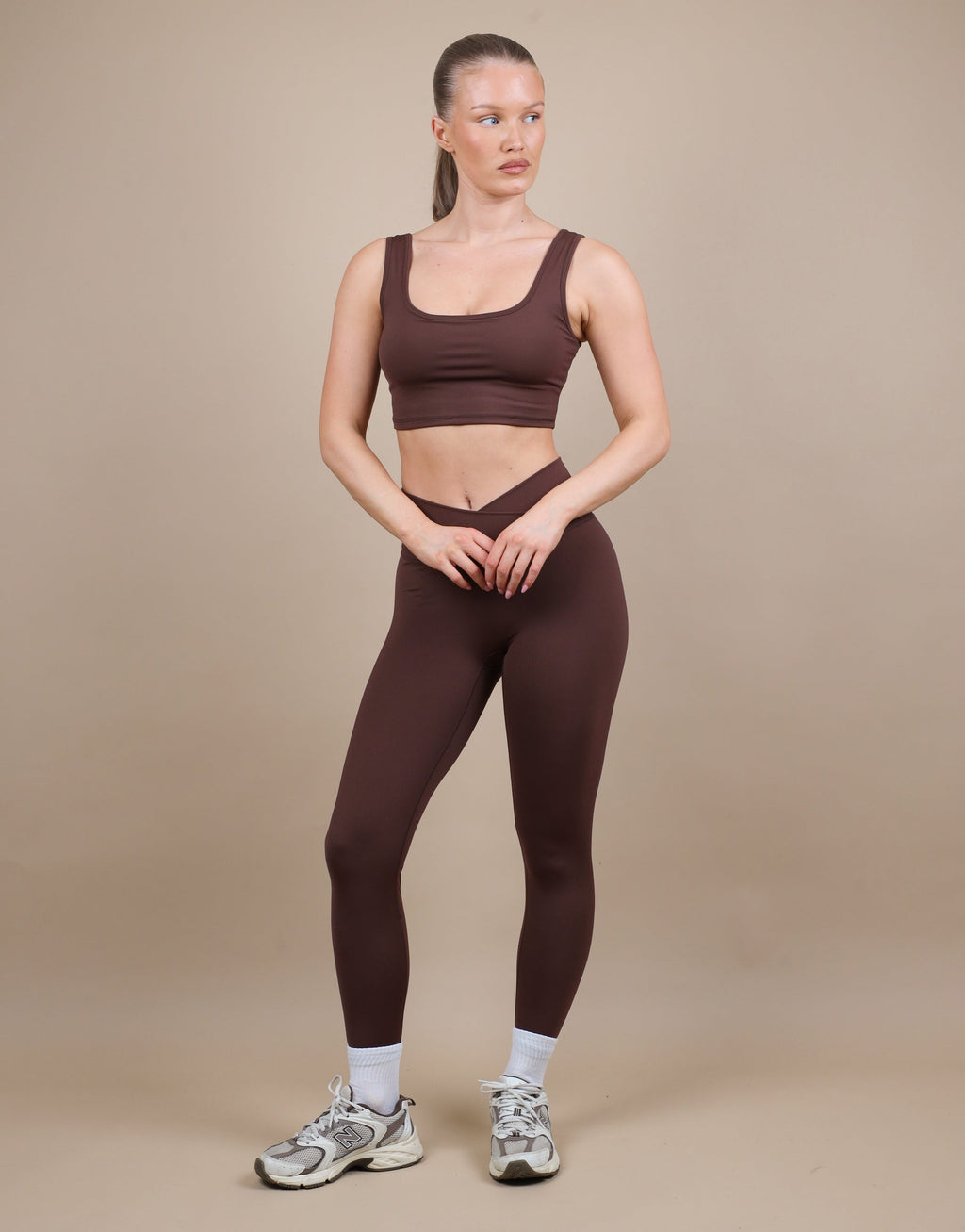 Teagan Square Neck Cropped Tank Top In Brown