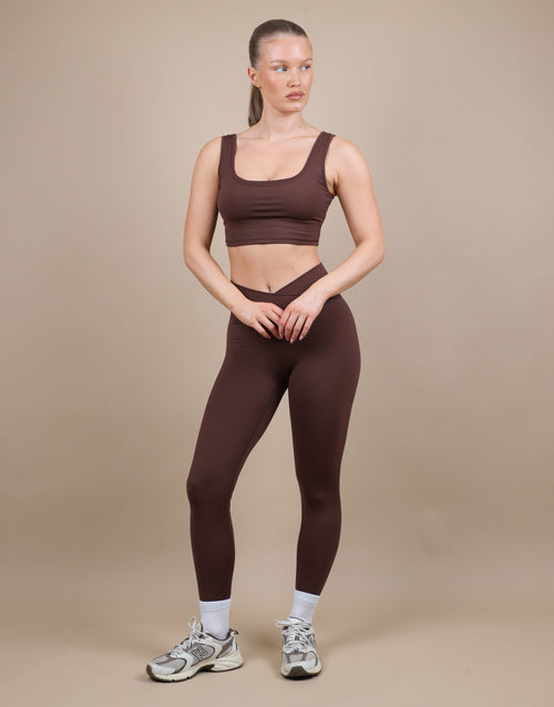 Teagan Square Neck Cropped Tank Top In Brown