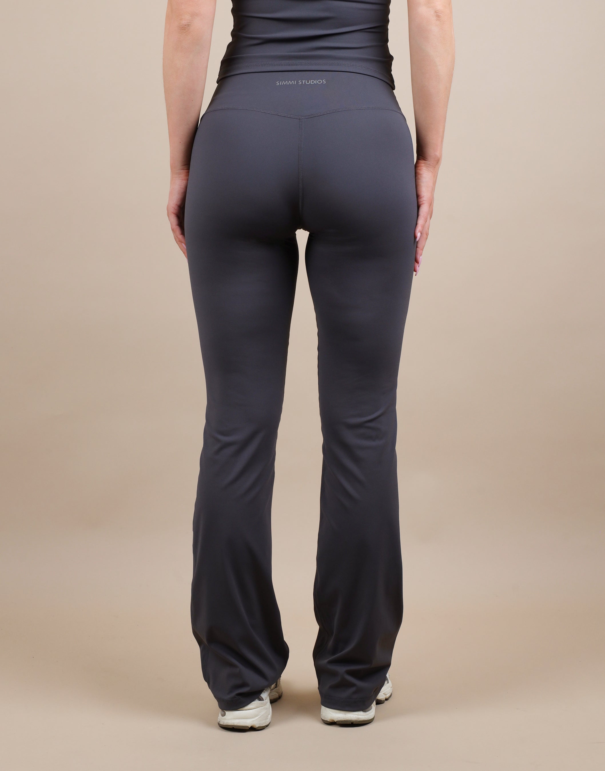 Cleo Ruched Front Flared Leggings In Slate