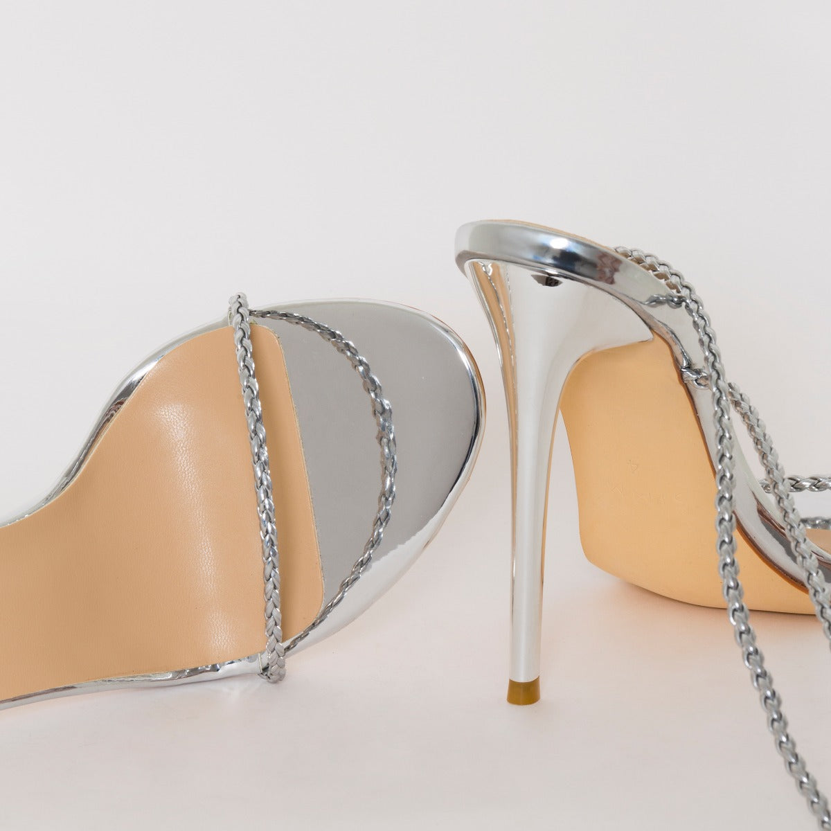 Welma Silver Lace Up Stiletto Heels