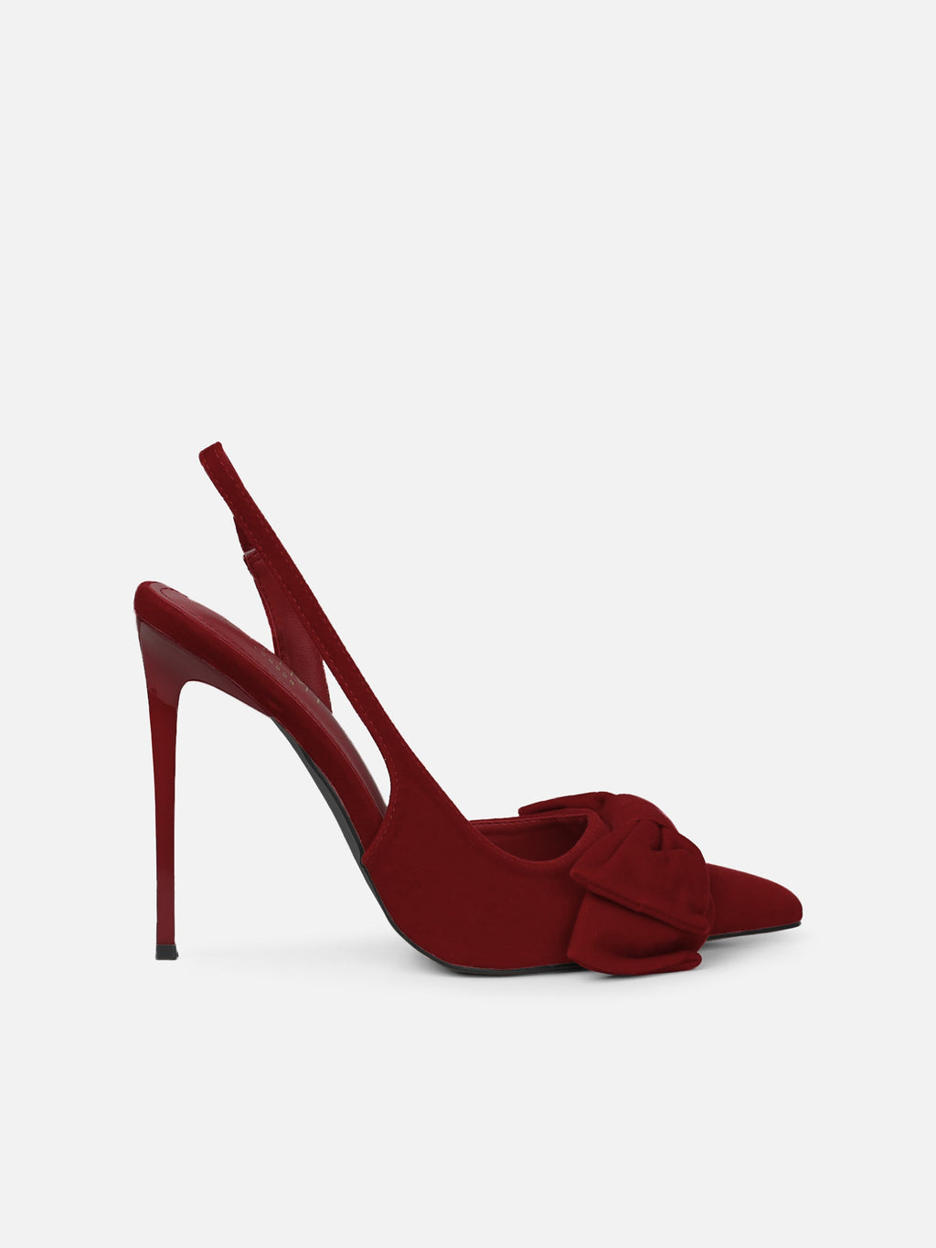 Toppaz Dark Red Velvet Bow Heeled Sandals