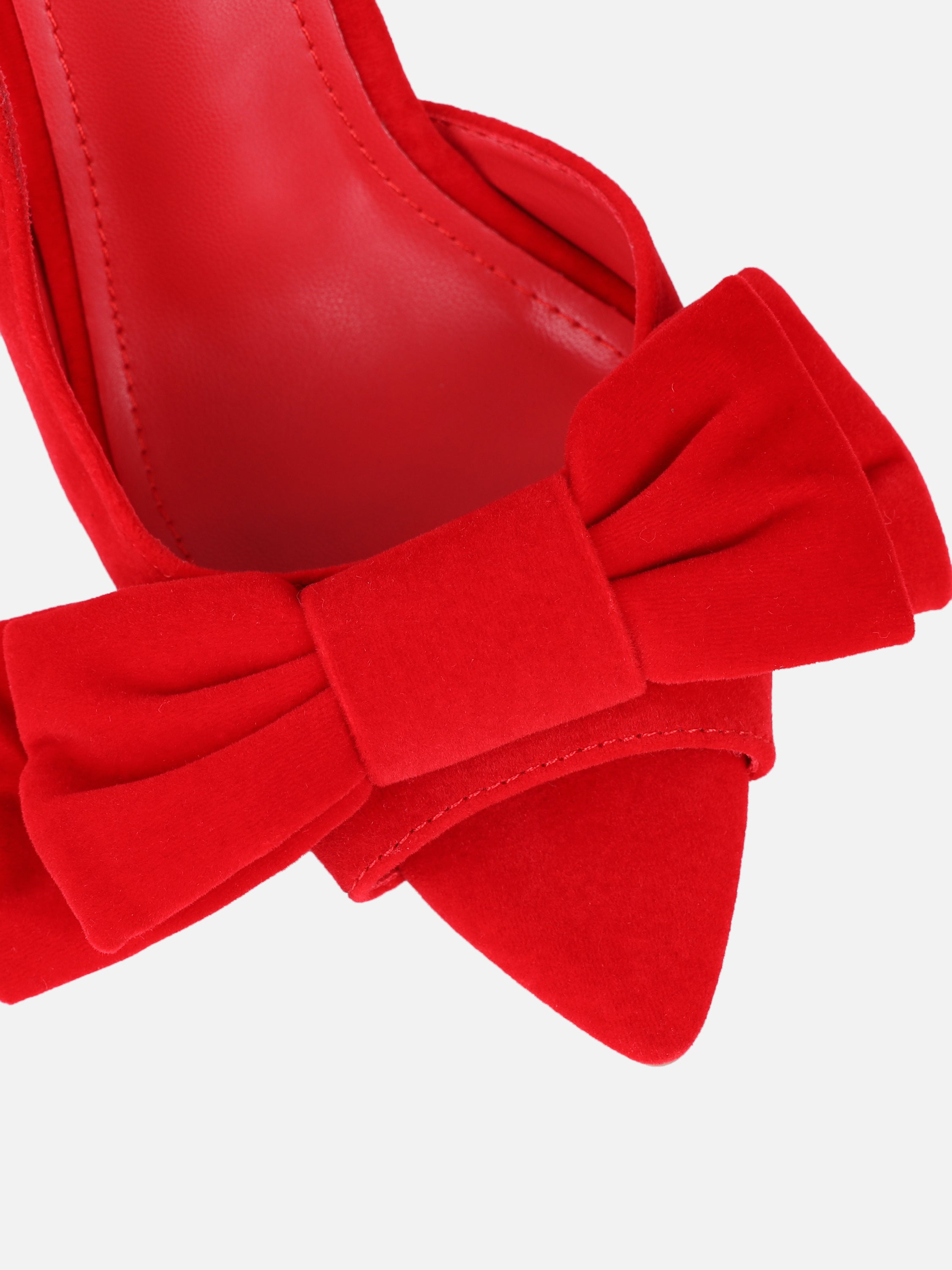 Torrez Red Velvet Bow Detail Peep Toe Heeled Sandals