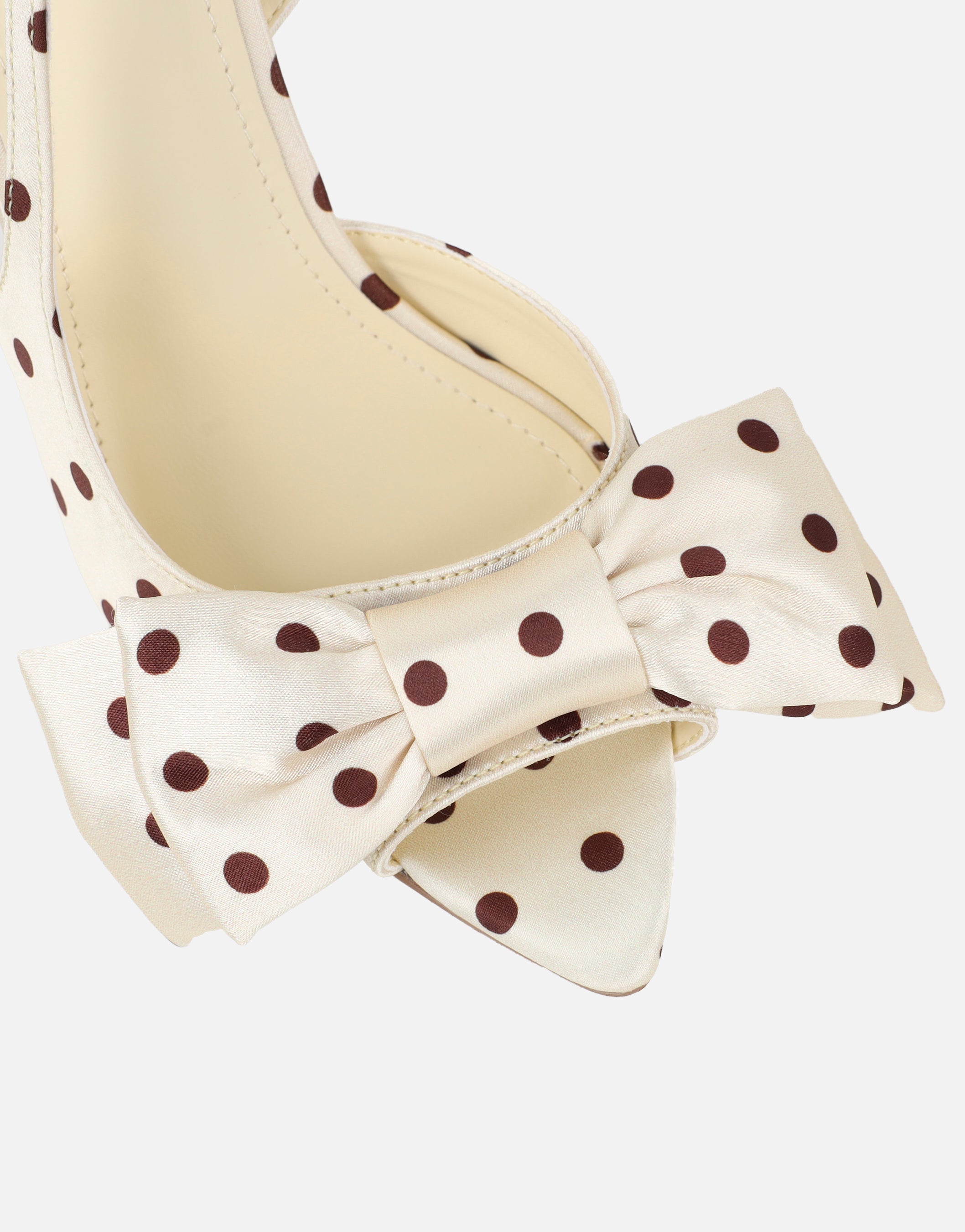 Torena Butter Cream Satin Bow Detail Peep Toe Heeled Sandals