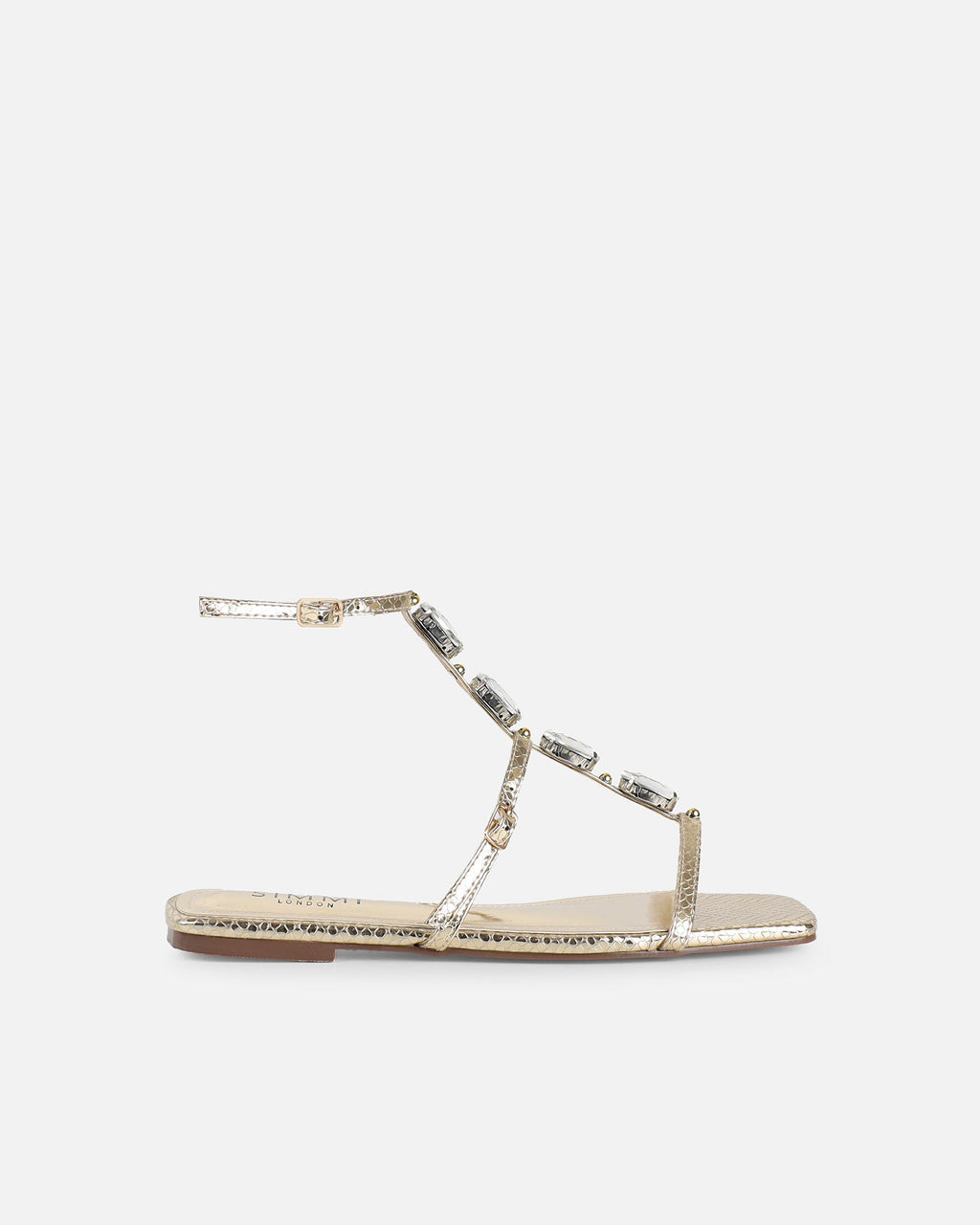 Azura Gold Snake Embellished Flat Sandals