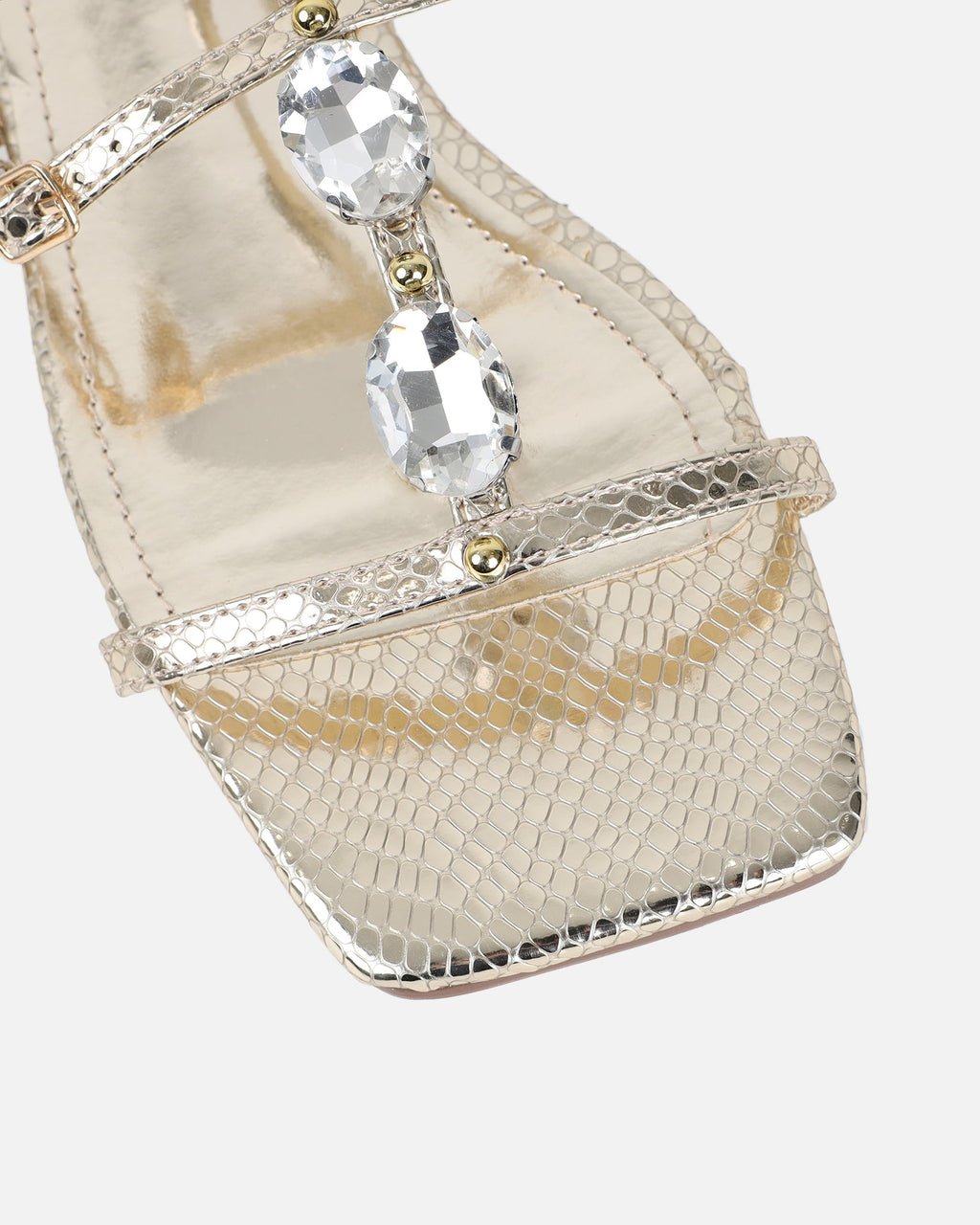 Azura Gold Snake Embellished Flat Sandals
