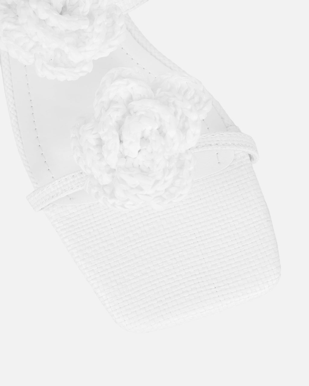 Johanna White Hesian Flower Detail Flat Sandals