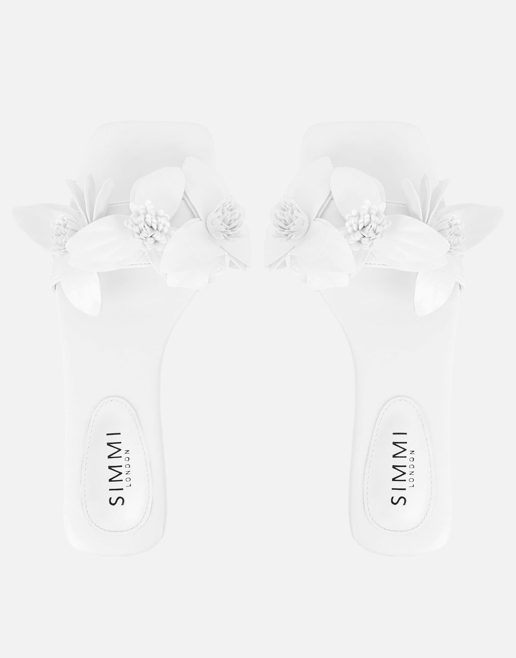 Gilly White Flower Detail Flat Sandals