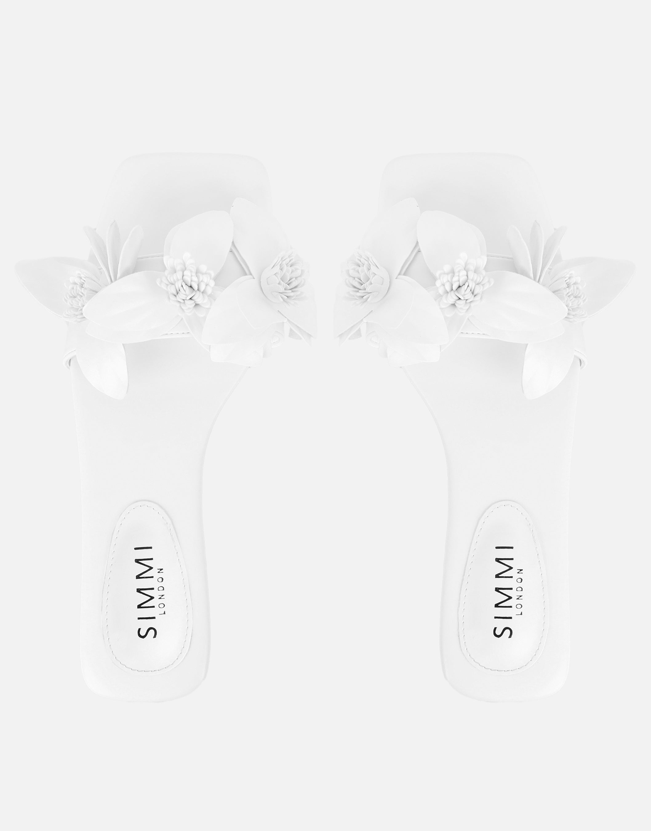 Gilly White Flower Detail Flat Sandals