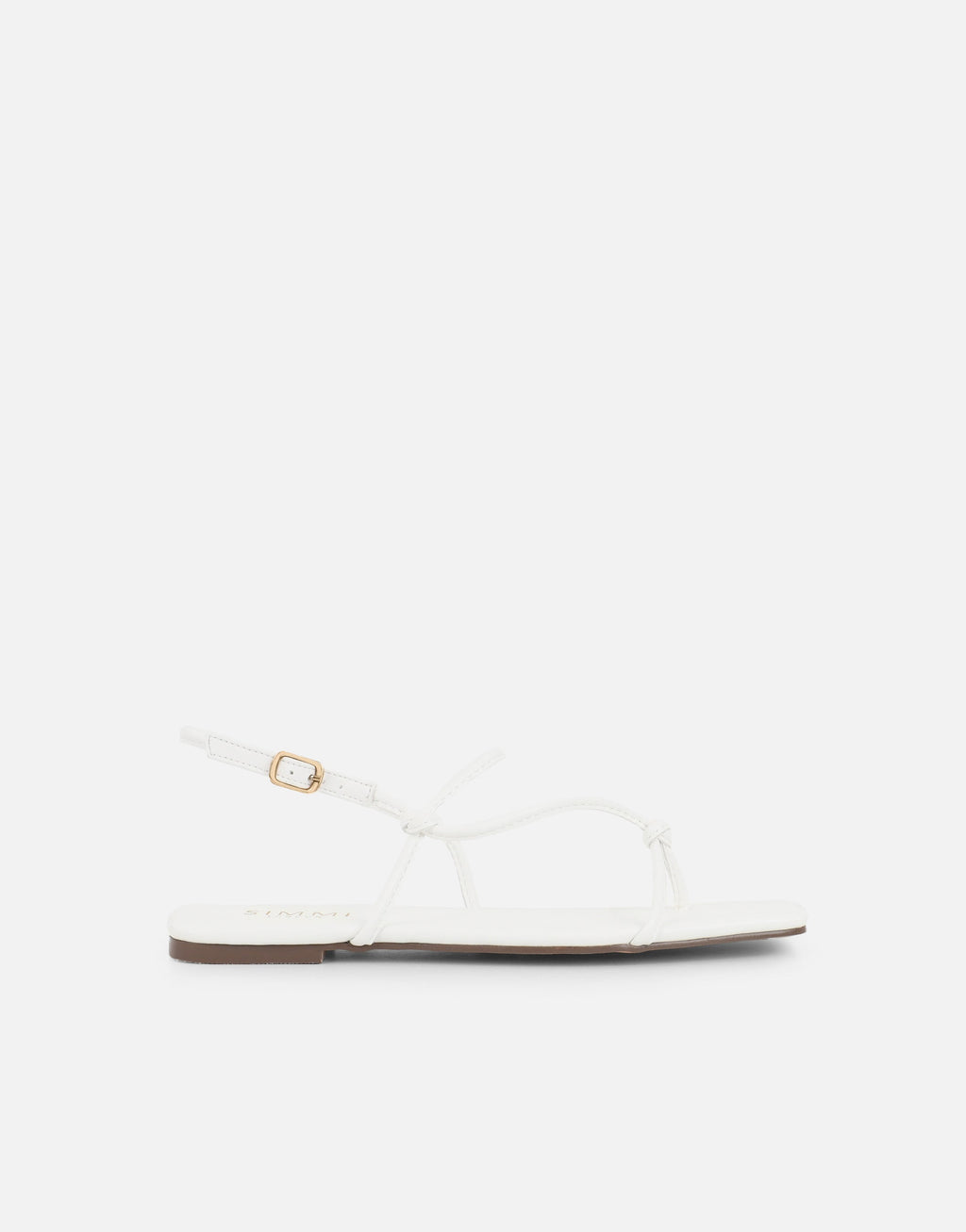 Leana White Strappy Flat Sandals