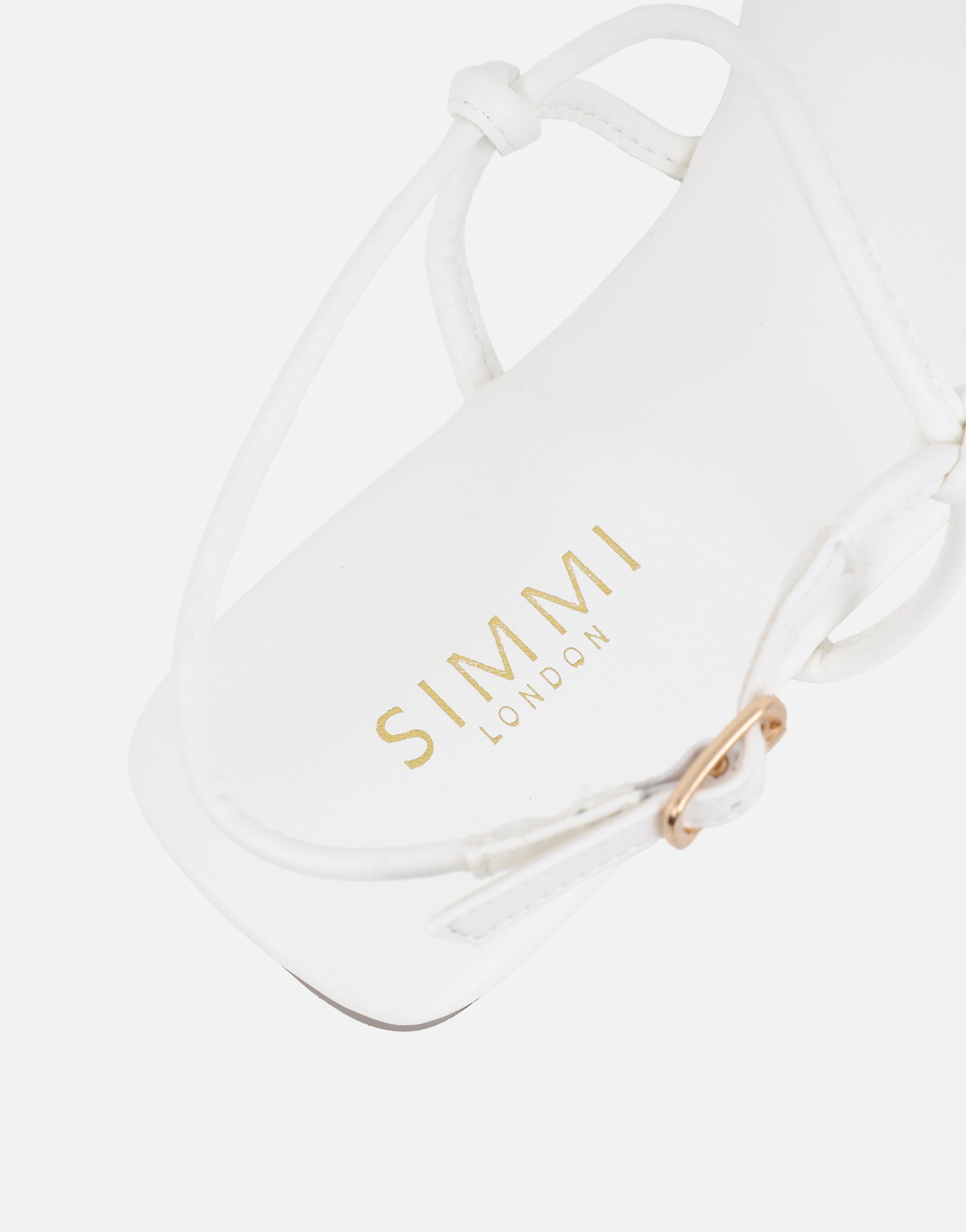 Leana White Strappy Flat Sandals