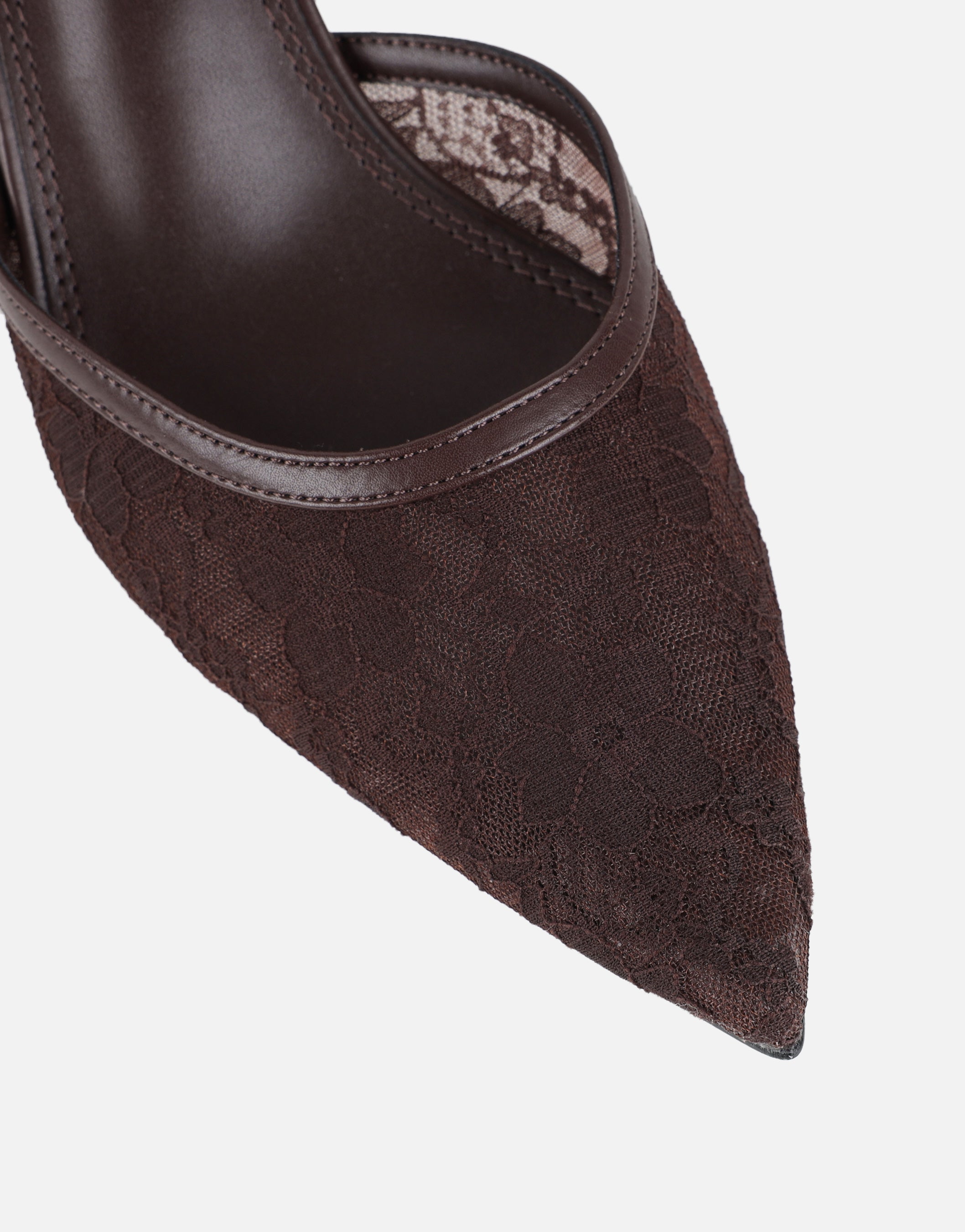Amalfi Chocolate Lace Kitten Heels