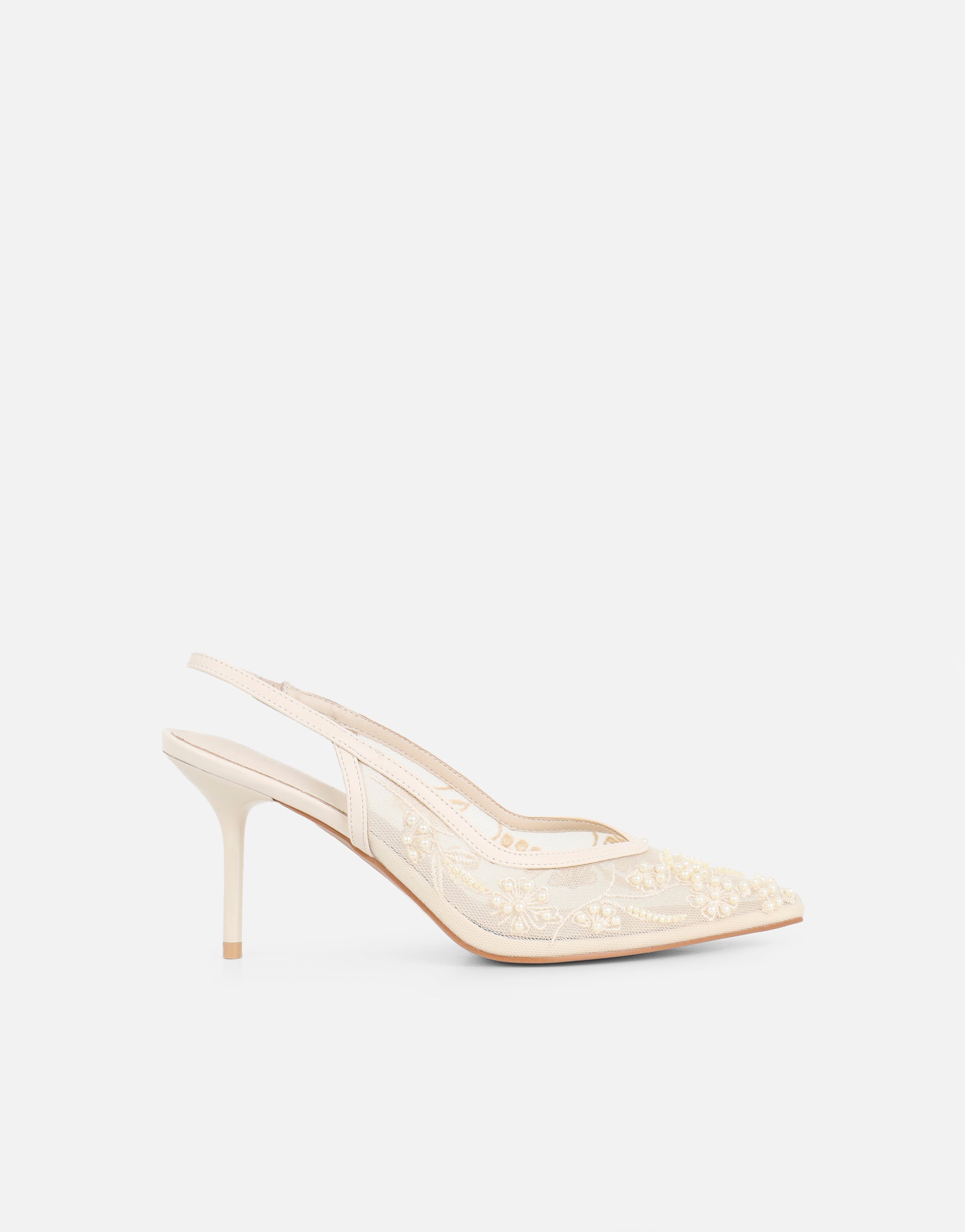 Alizia Stone Mesh Embellished Slingback Courts