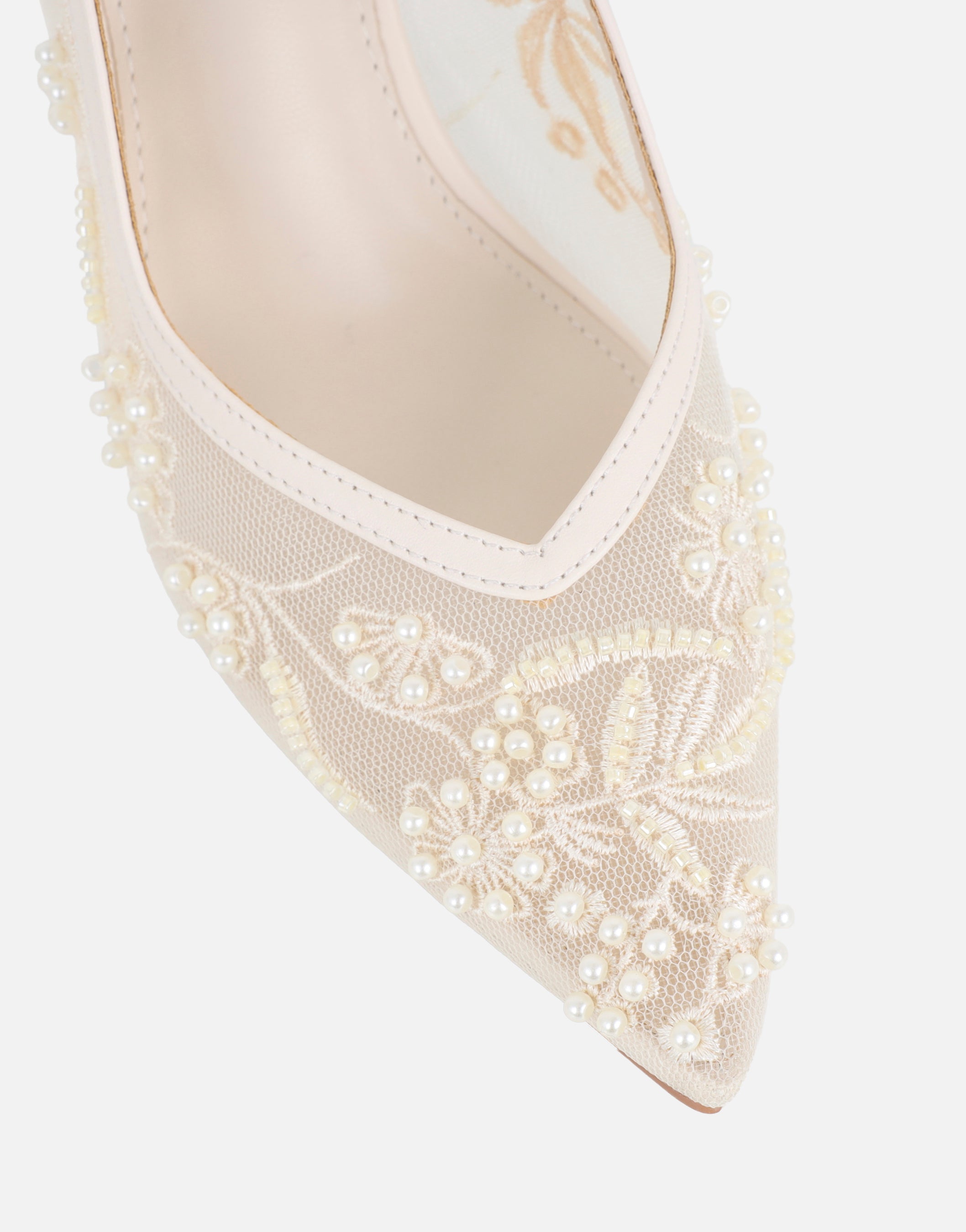 Alizia Stone Mesh Embellished Slingback Courts