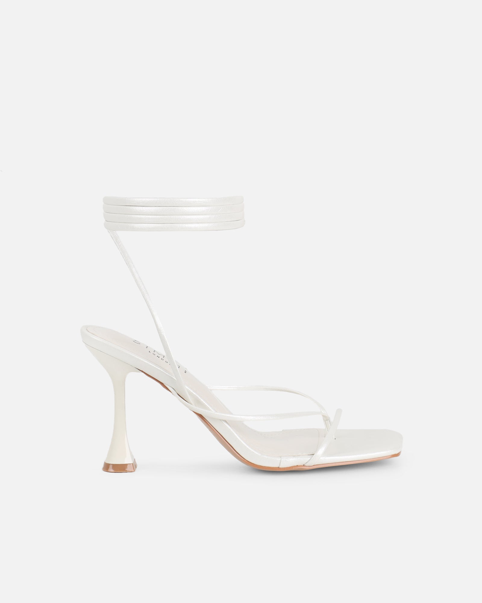 Pixar White Metallic Tie Up Heeled Sandals