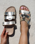 Amia Gold Metallic Slip on Footbed Slides
