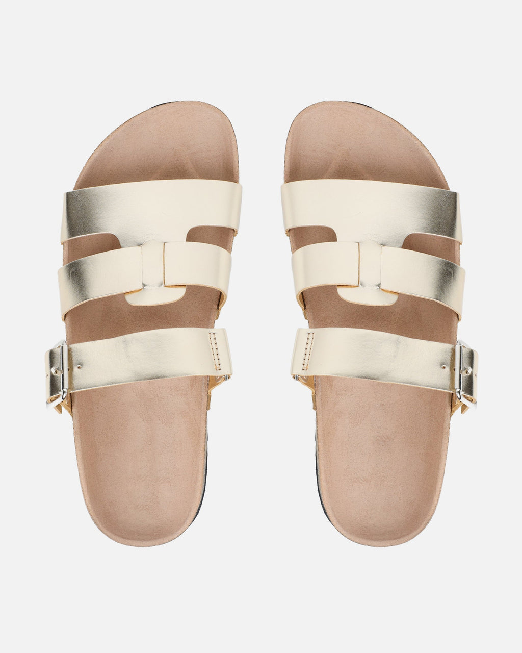 Amia Gold Metallic Slip on Footbed Slides